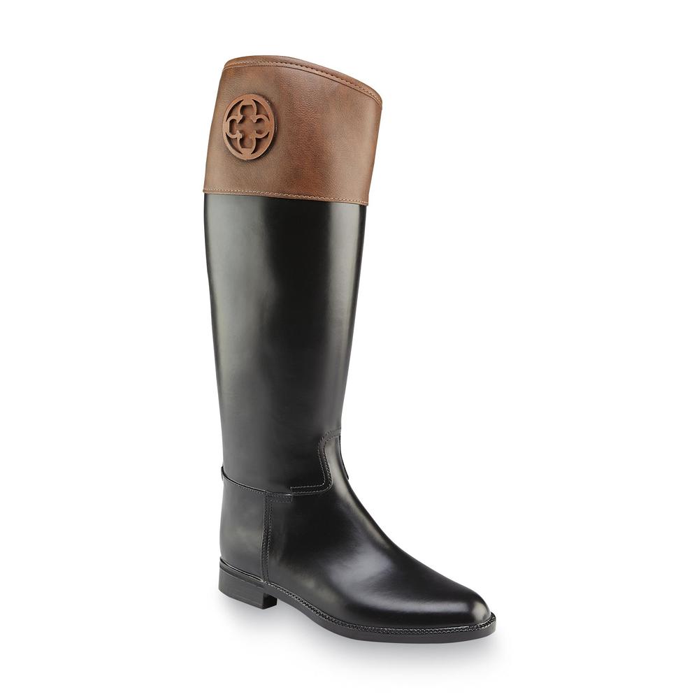 Capodarte Women's Natalia Black/Brown Paddock Leather Boot