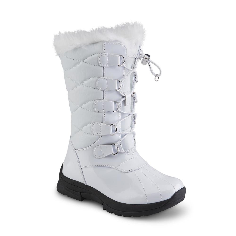 Khombu Girl's Kimmie White Faux Fur Winter Snow Boot