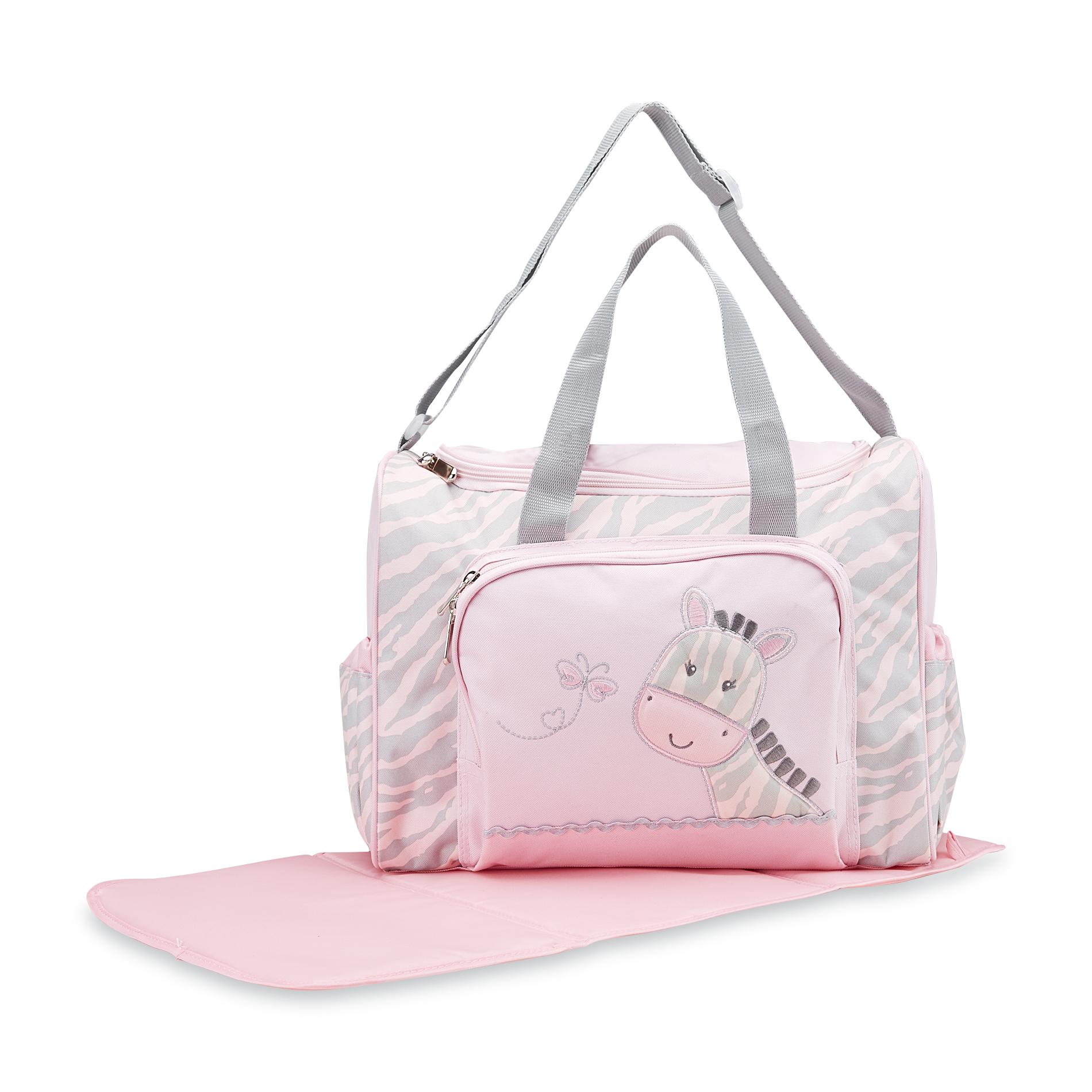 Tender Kisses Infant Girl&#39;s Diaper Bag Set - Zebra