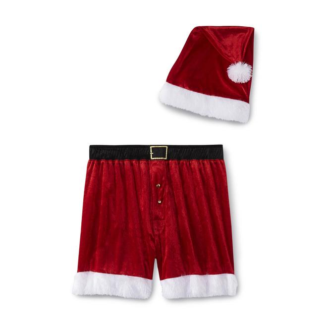 Joe Boxer Men's Christmas Boxers & Santa Claus Hat