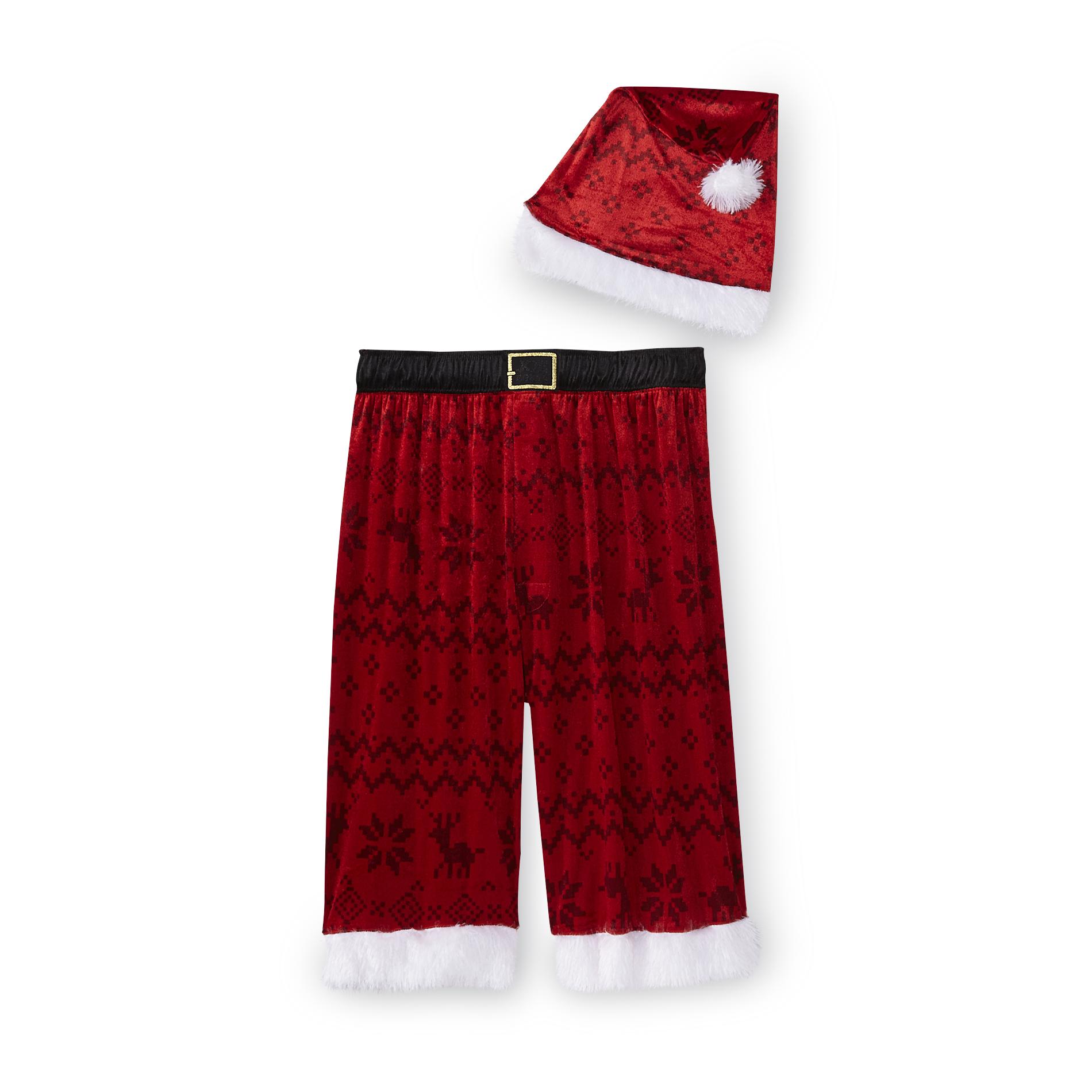 Joe Boxer Men's Christmas Jam Shorts & Santa Claus Hat