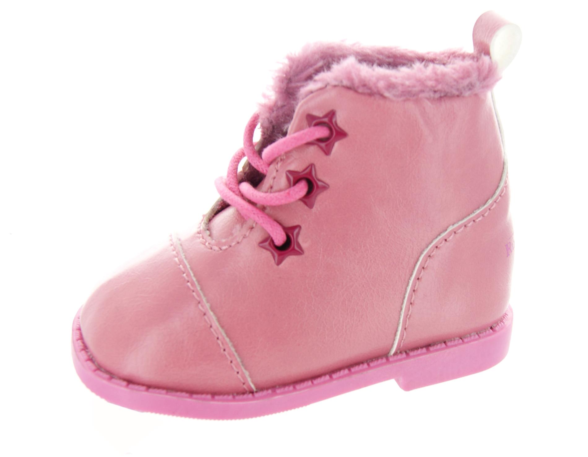 Rugged Bear Toddler Girl's Valerie Pink Faux Fur Chukka Boot