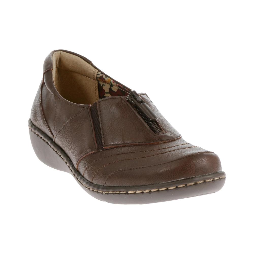 Soft Style by Hush Puppies Women's Jennica Brown Leather Casual Comfort Shoe