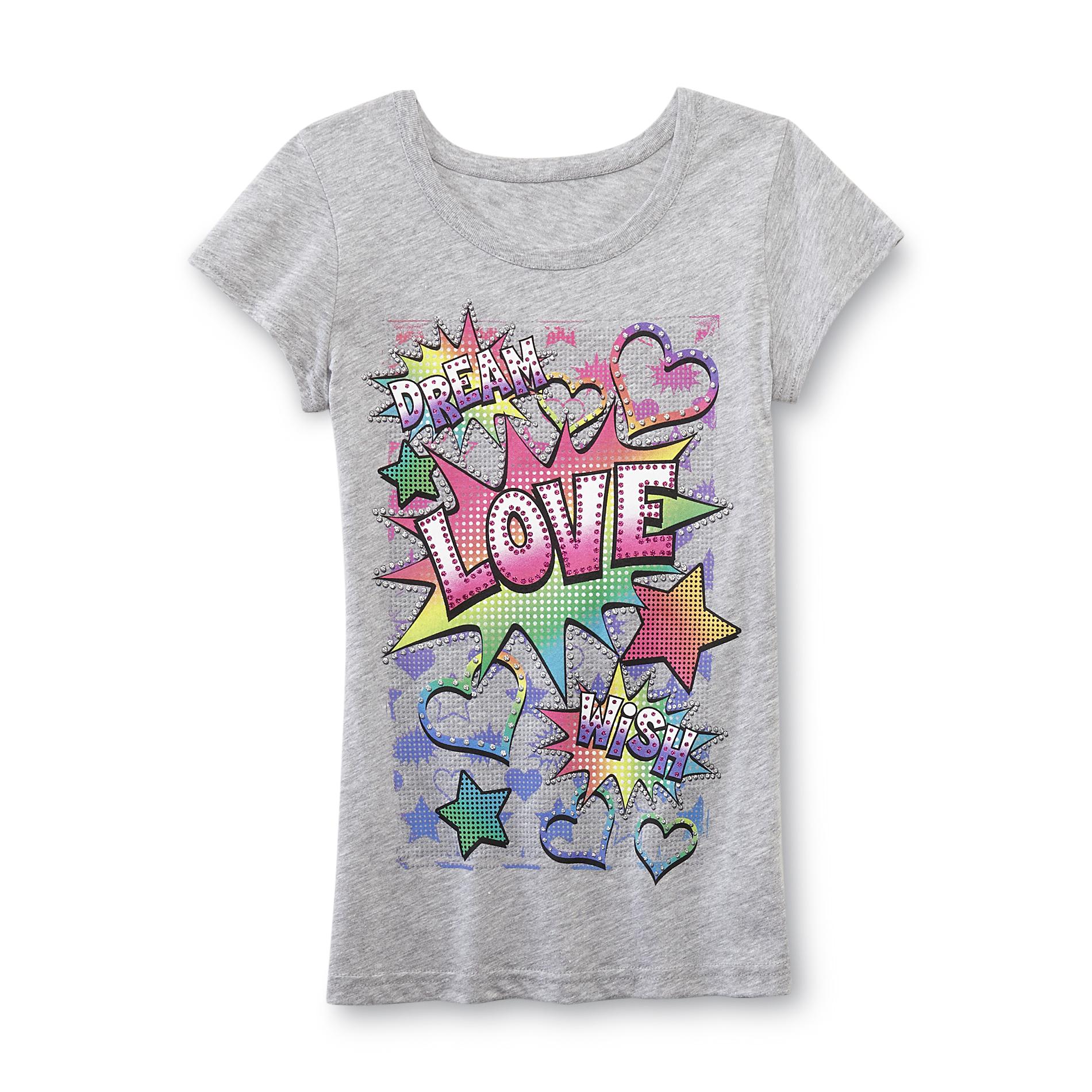 Girl's Graphic T-Shirt - Dream, Love, Wish