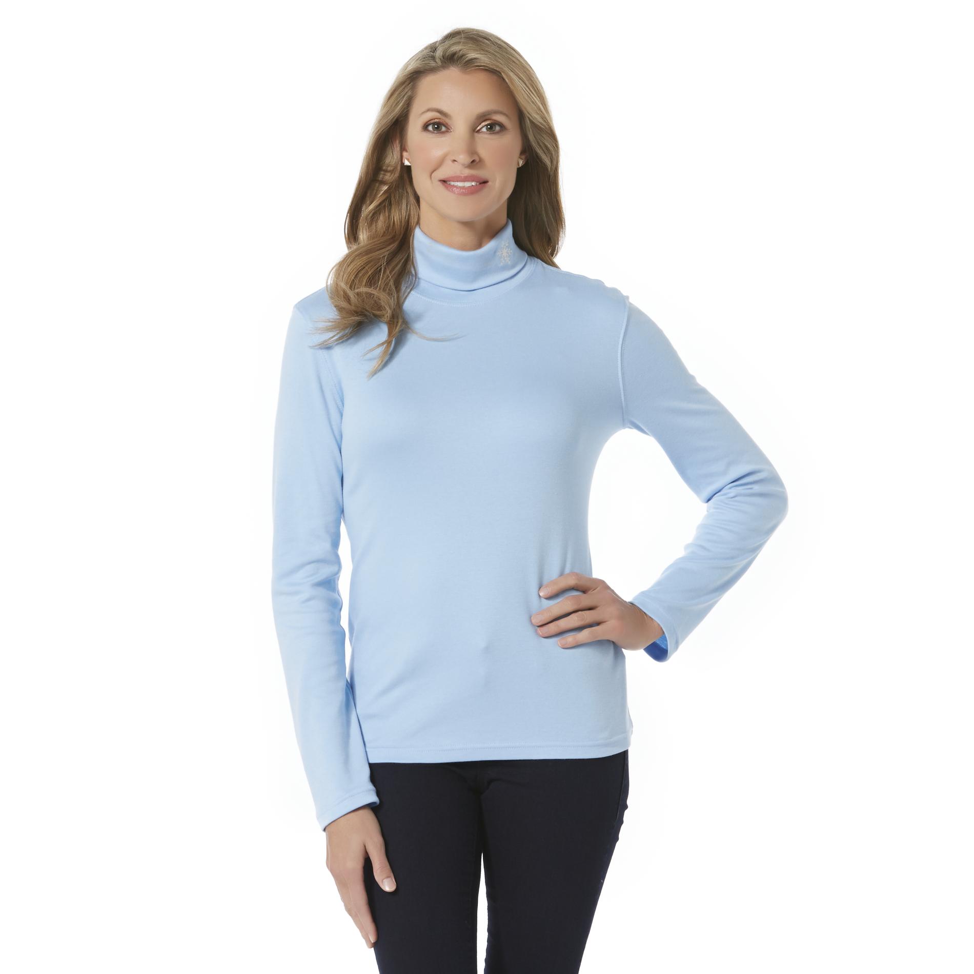 Holiday Editions Women's Embroidered Turtleneck - Snowflake