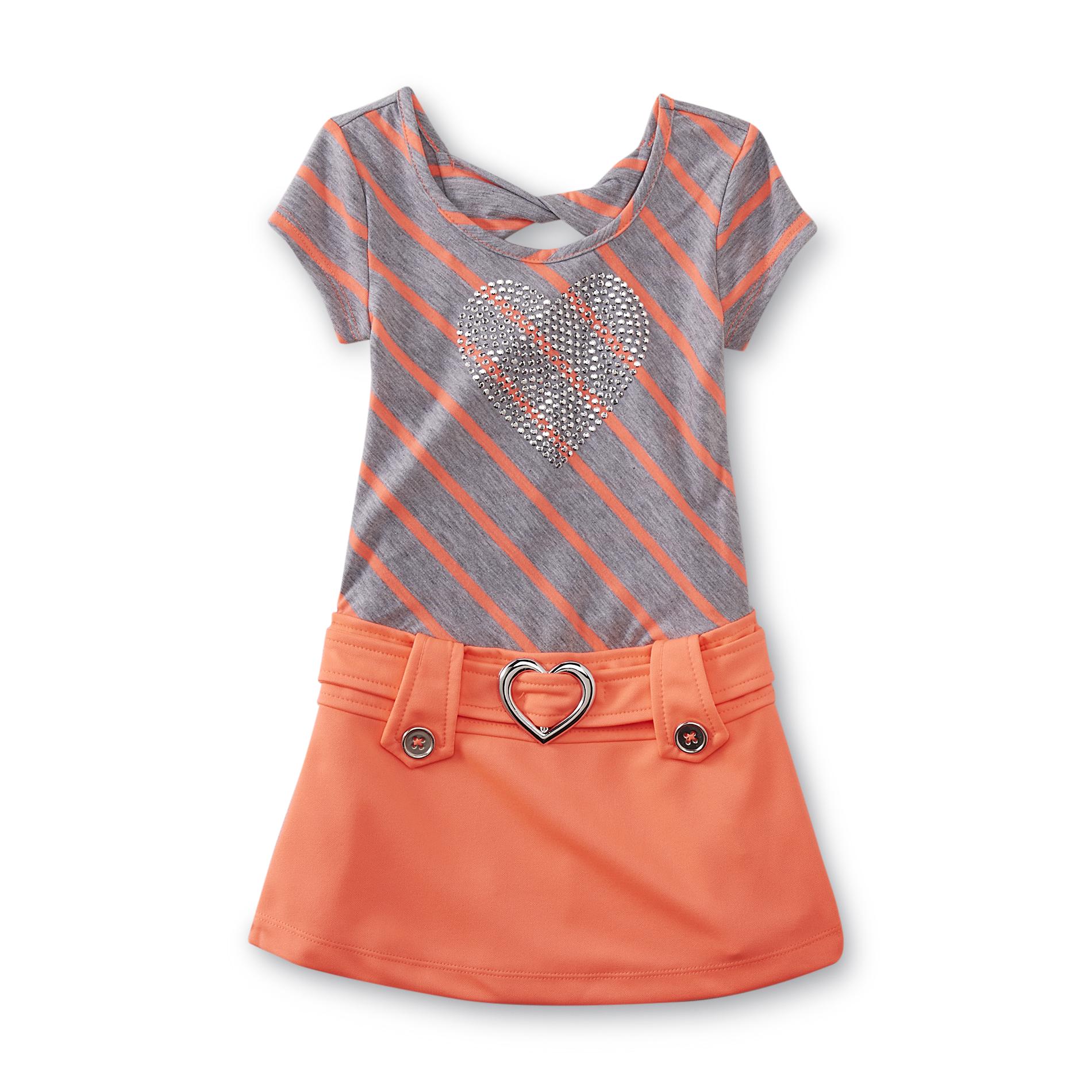 WonderKids Toddler Girl's Drop-Waist Dress - Striped & Heart