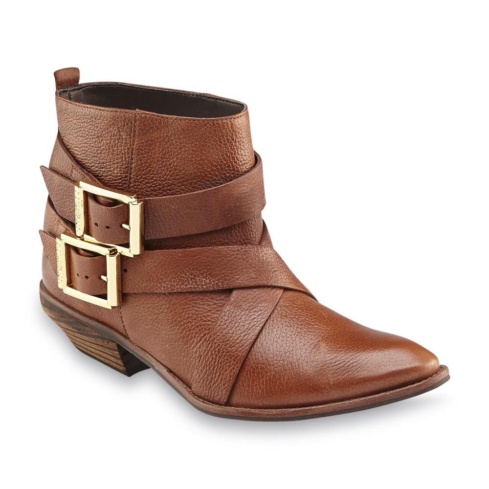 Dumond Women's Rafaela Leather Western Ankle Bootie - Brown