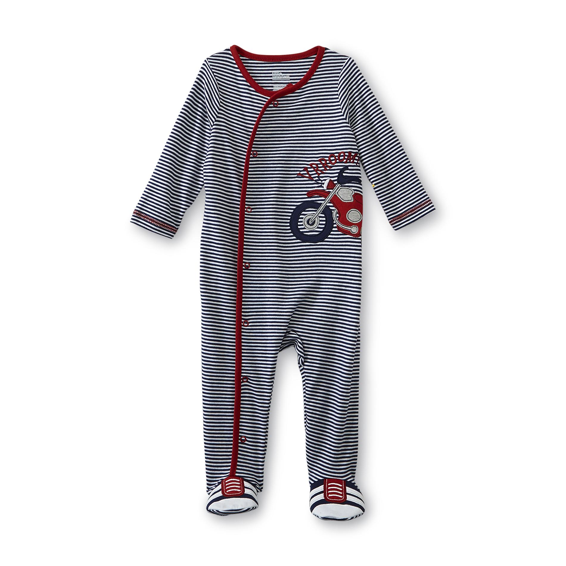 Little Wonders Newborn Boy's Sleeper Pajamas - Striped & Motorcycle