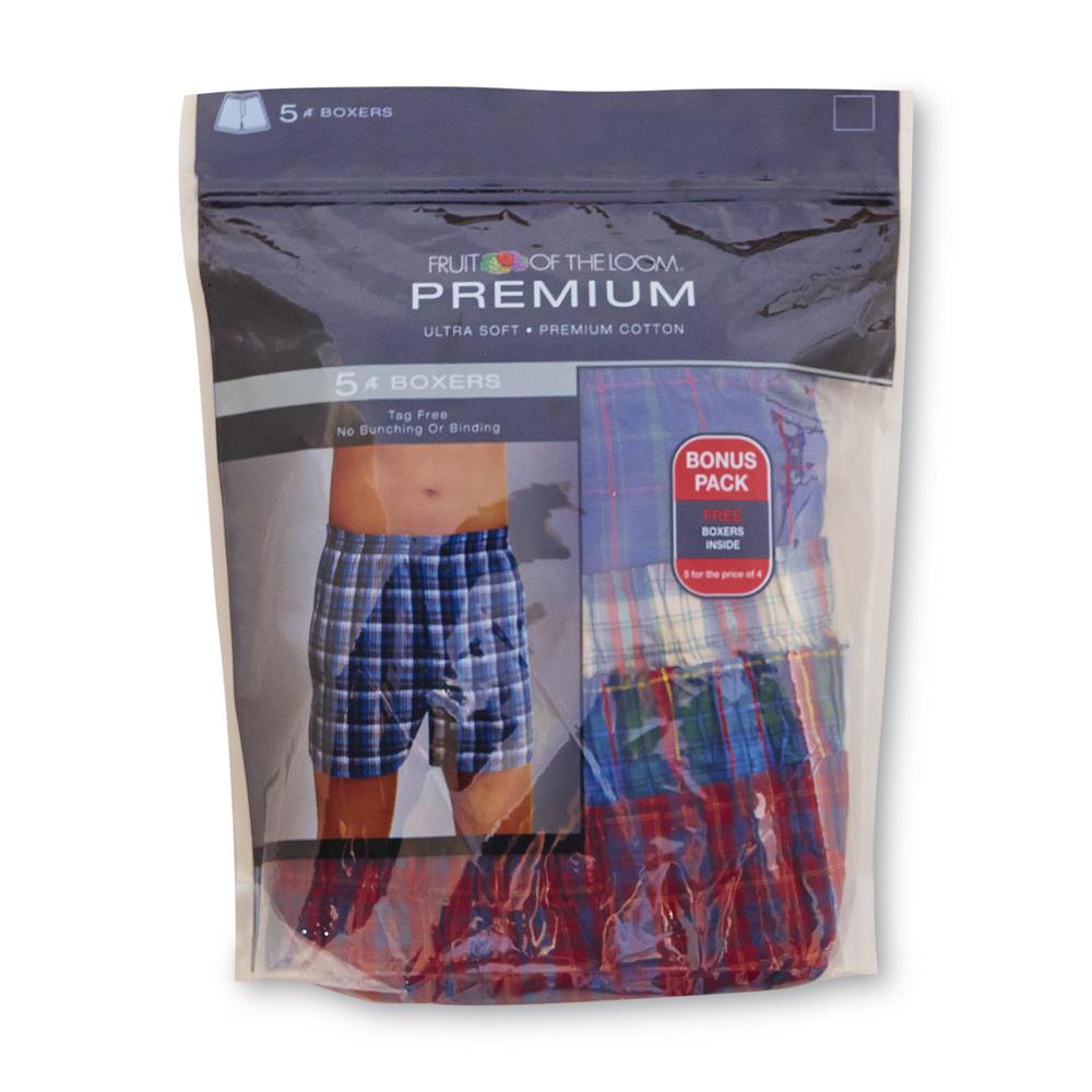 Fruit of the Loom Men's 5-Pack Boxers - Assorted Plaid Colors