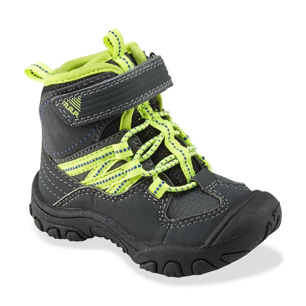 M.A.P. Toddler Boy's Alps Charcoal/Green Waterproof Hiking Boot