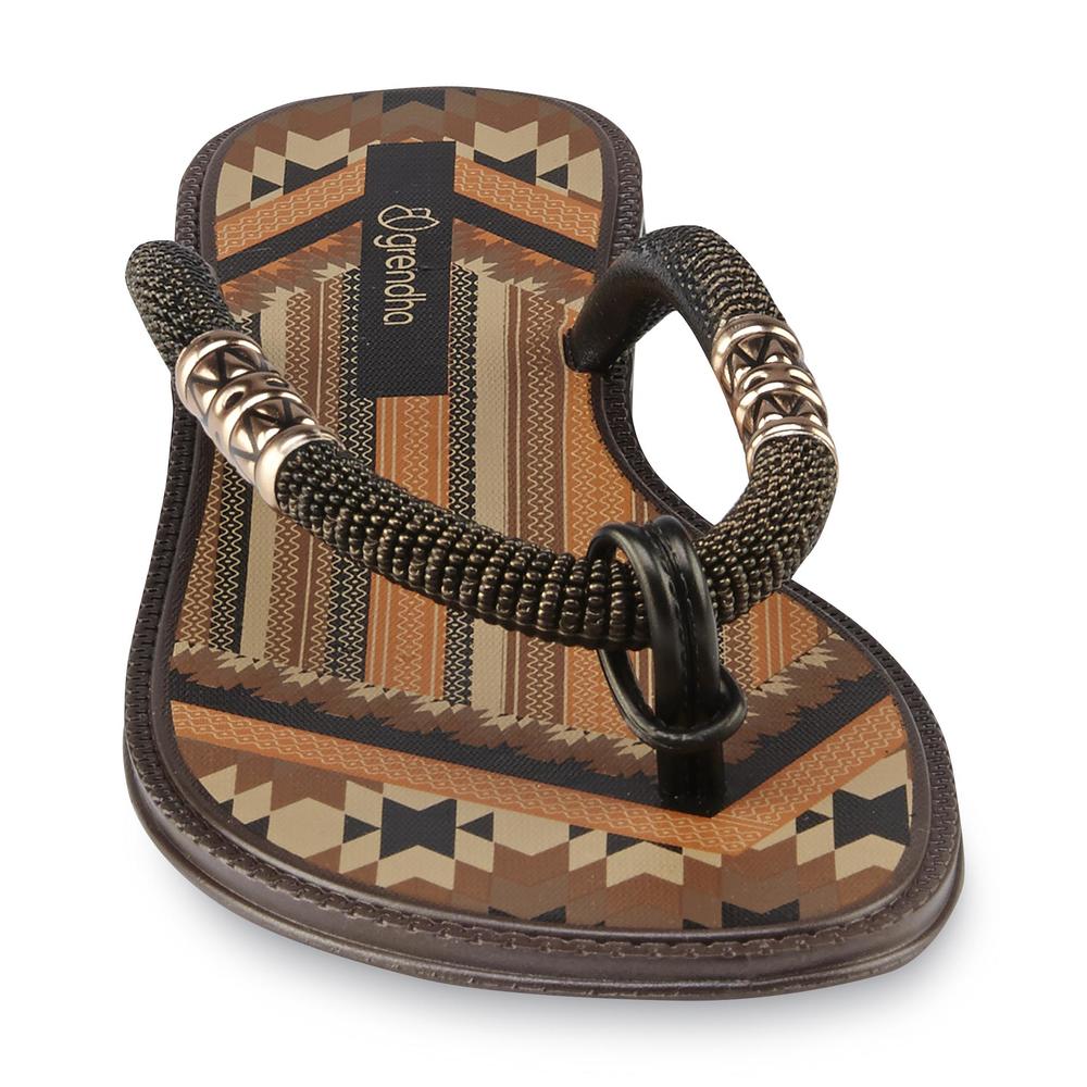 Bongo Women's Tribale Brown Thong Sandal