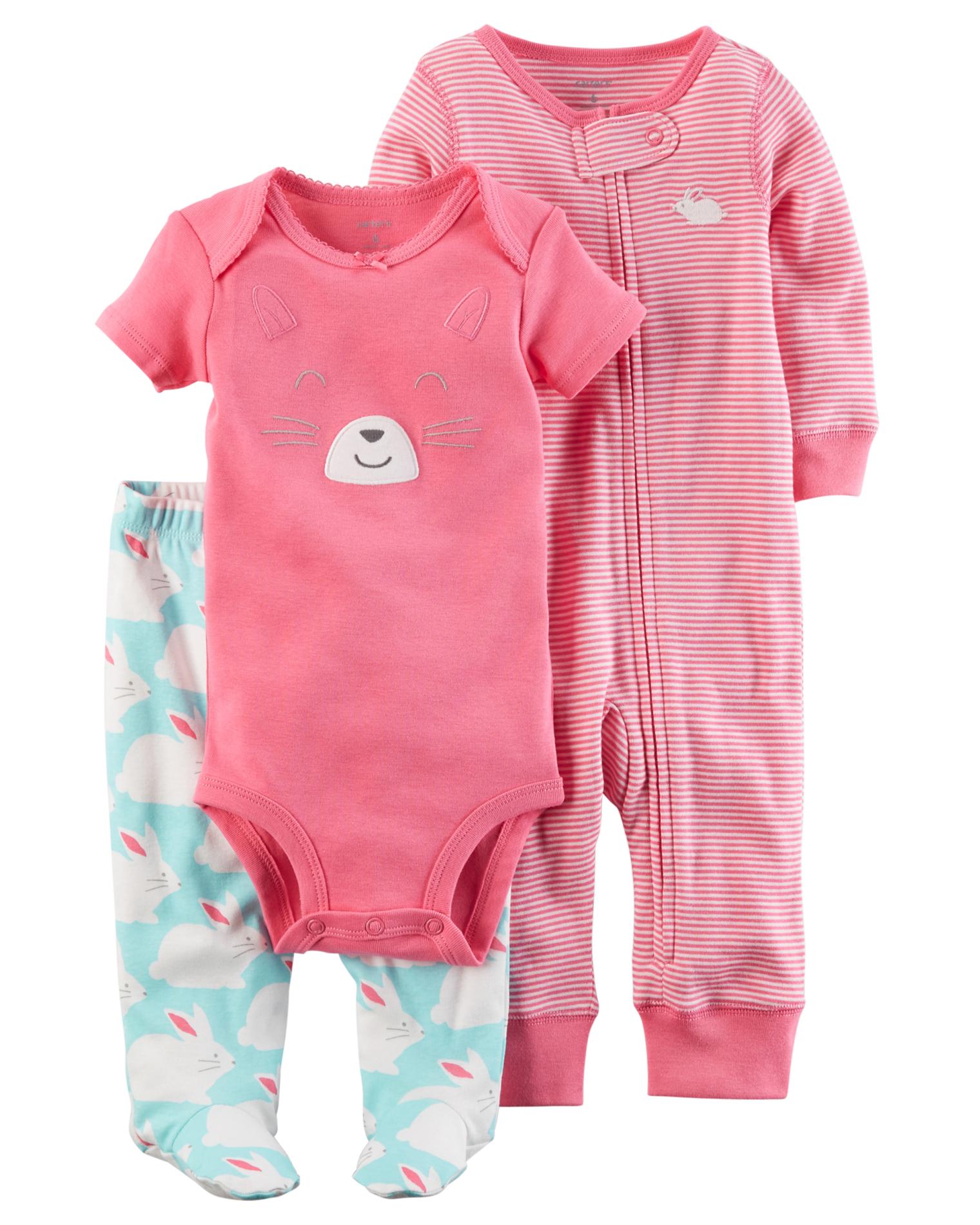 Carter's Infant Girls' Bodysuit, Sleeper Pajamas & Footed Pants Bunny
