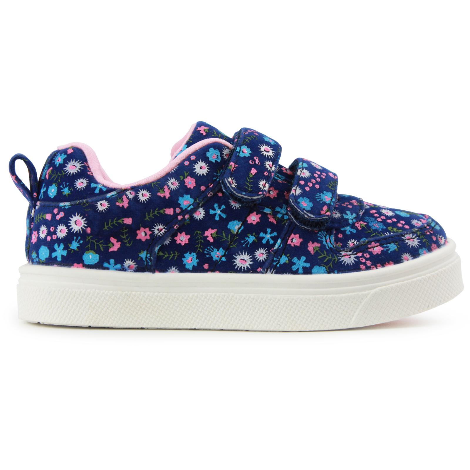 Oomphies Girls' Champ Blue/Floral Sneaker