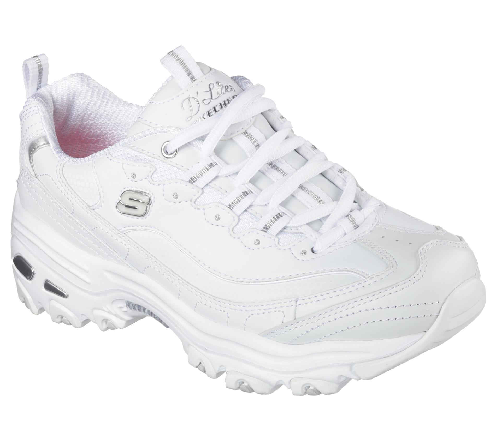 Skechers D'Lite Women's Fresh Start White Walking Shoe - Wide Width