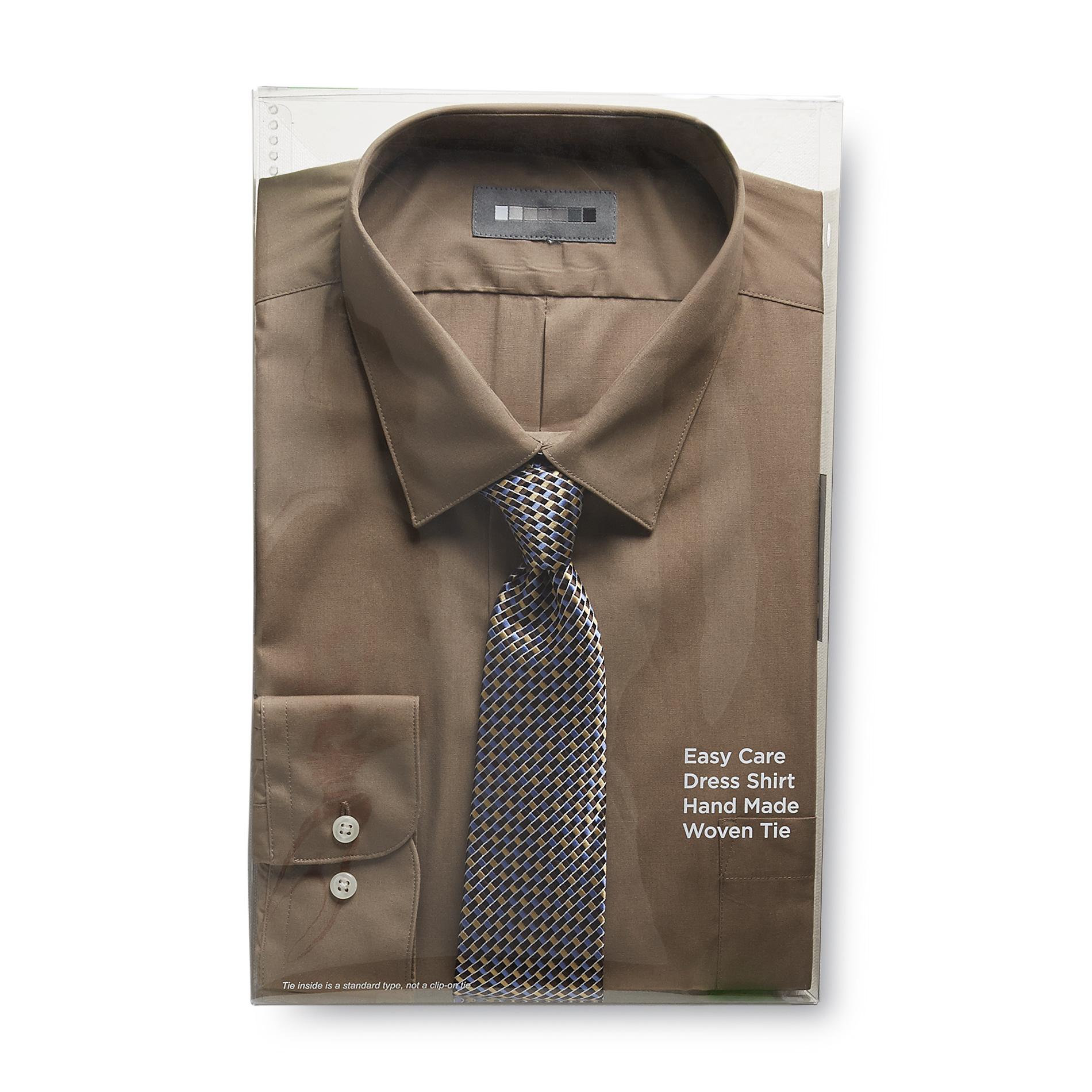 Covington Men's Easy Care Dress Shirt & Necktie - Geometric Print