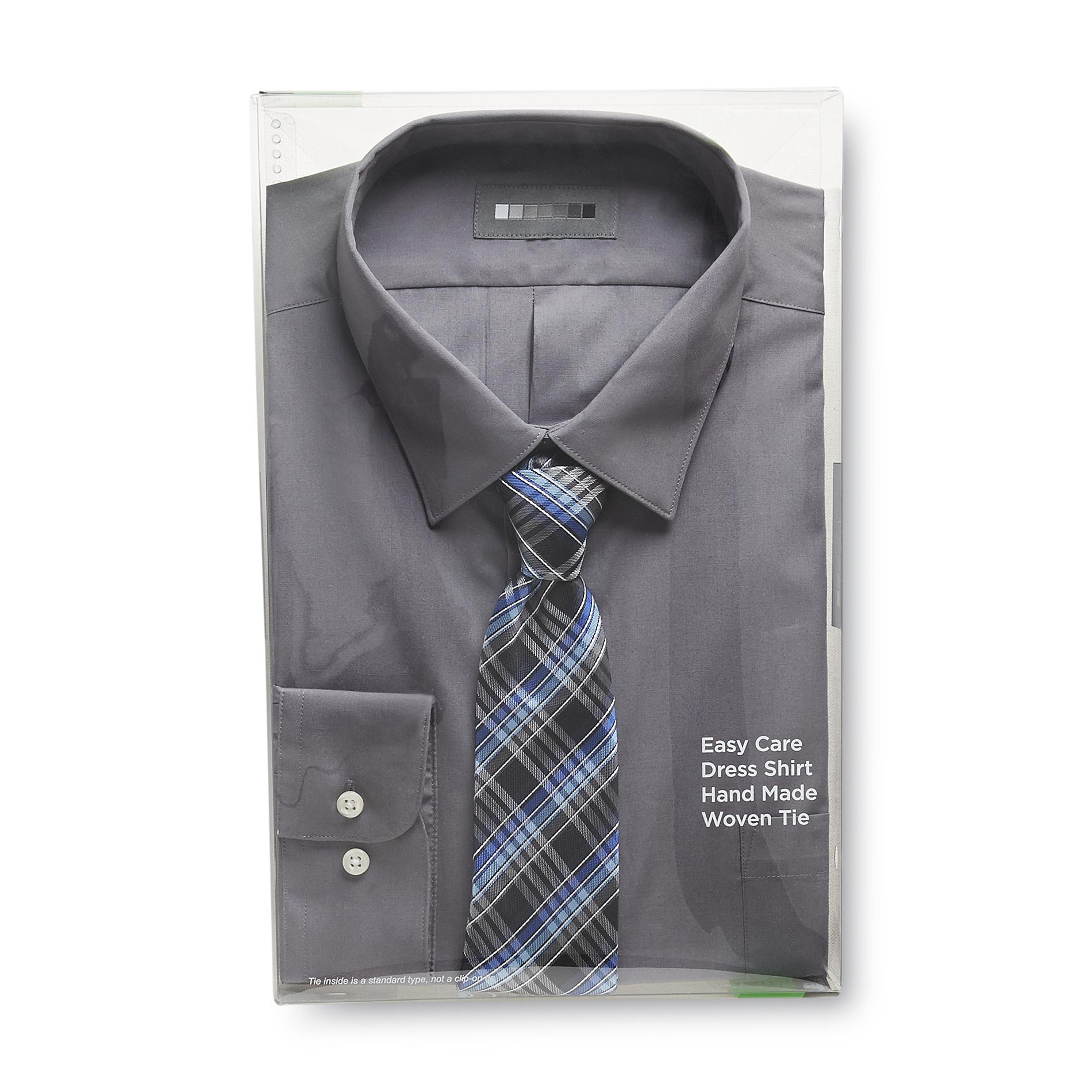 Covington Men's Easy Care Dress Shirt & Necktie - Plaid