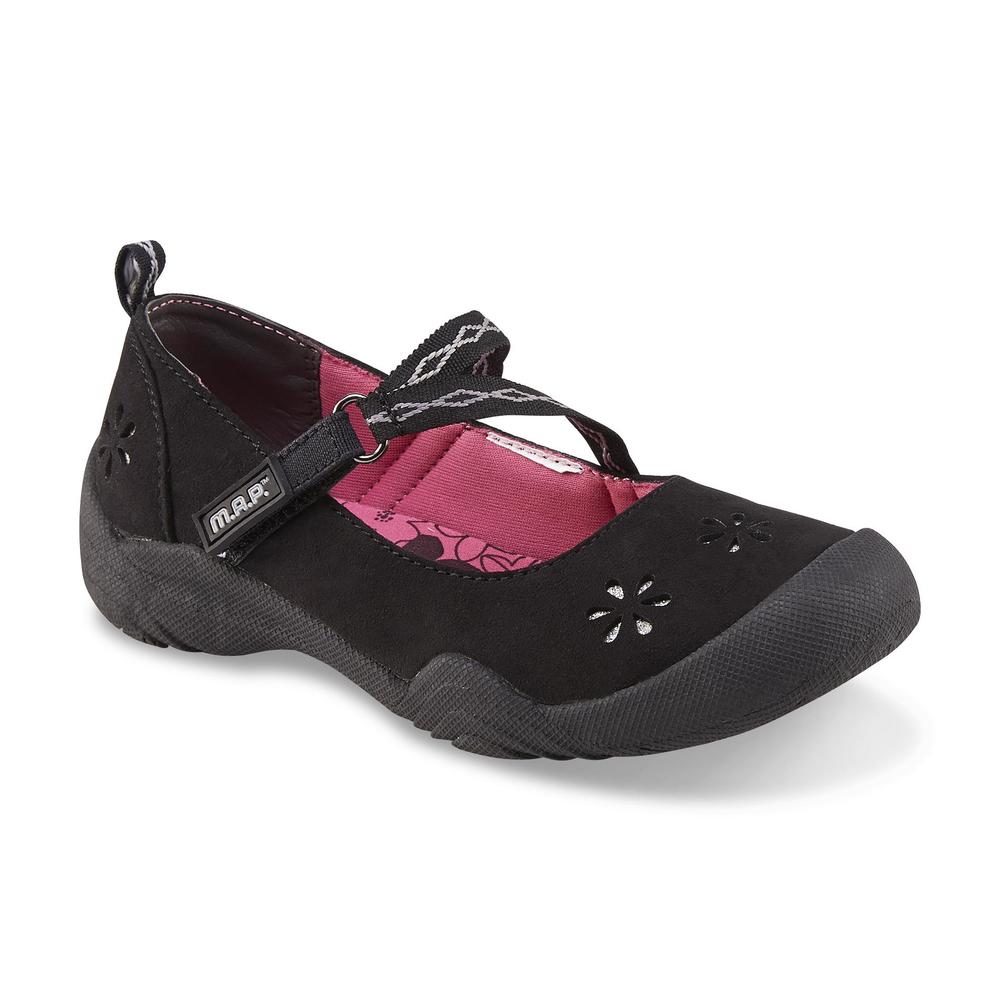 M.A.P. Girl's India Black/Silver Mary Jane Walking Shoe