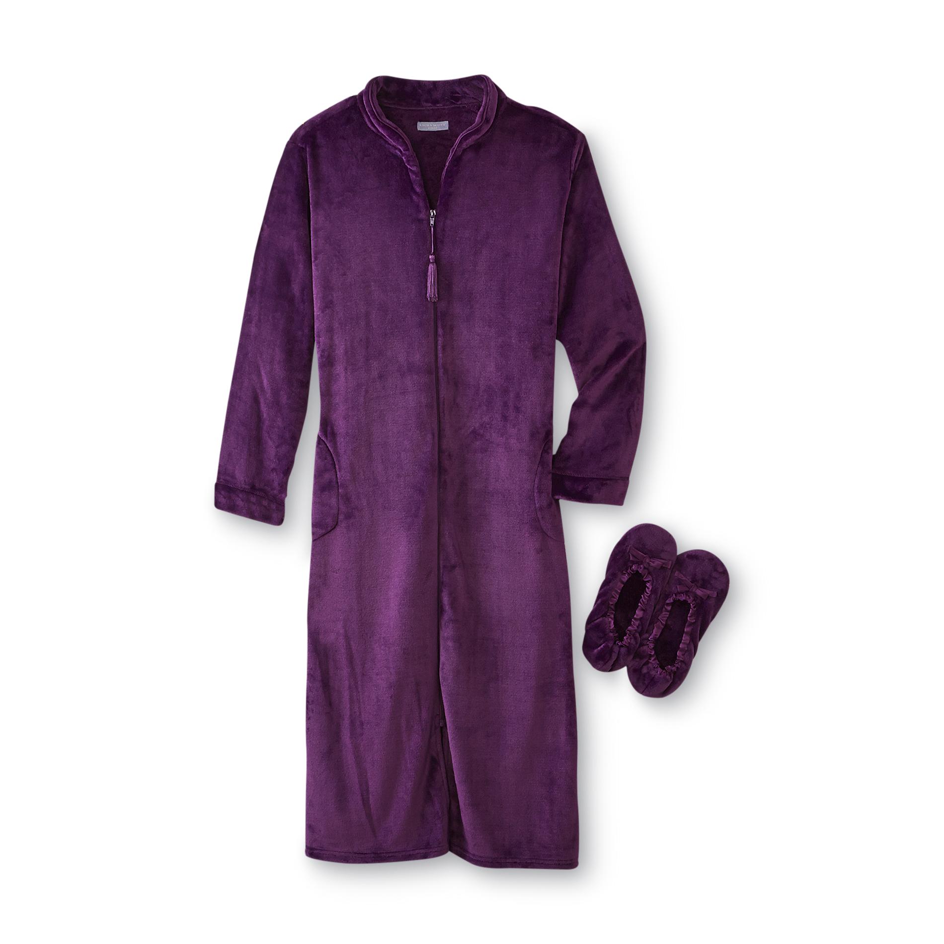 Laura Scott Women's Plus Fleece Robe & Slippers