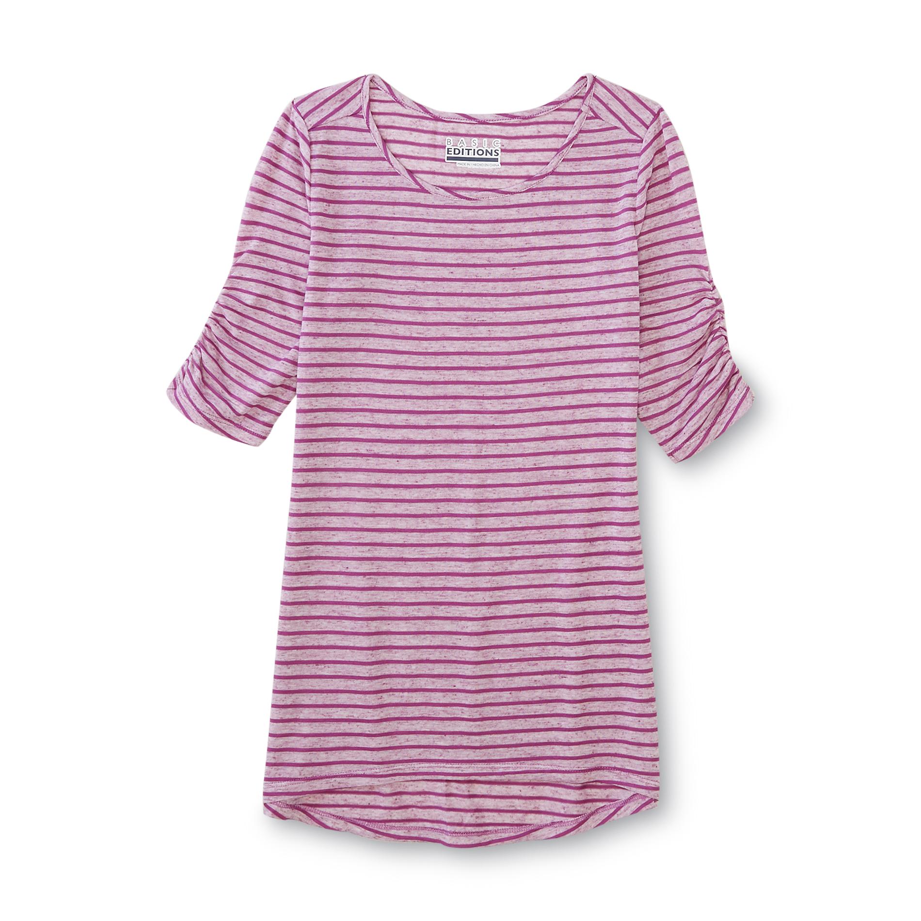 Basic Editions Girl's Slub Knit Top - Striped