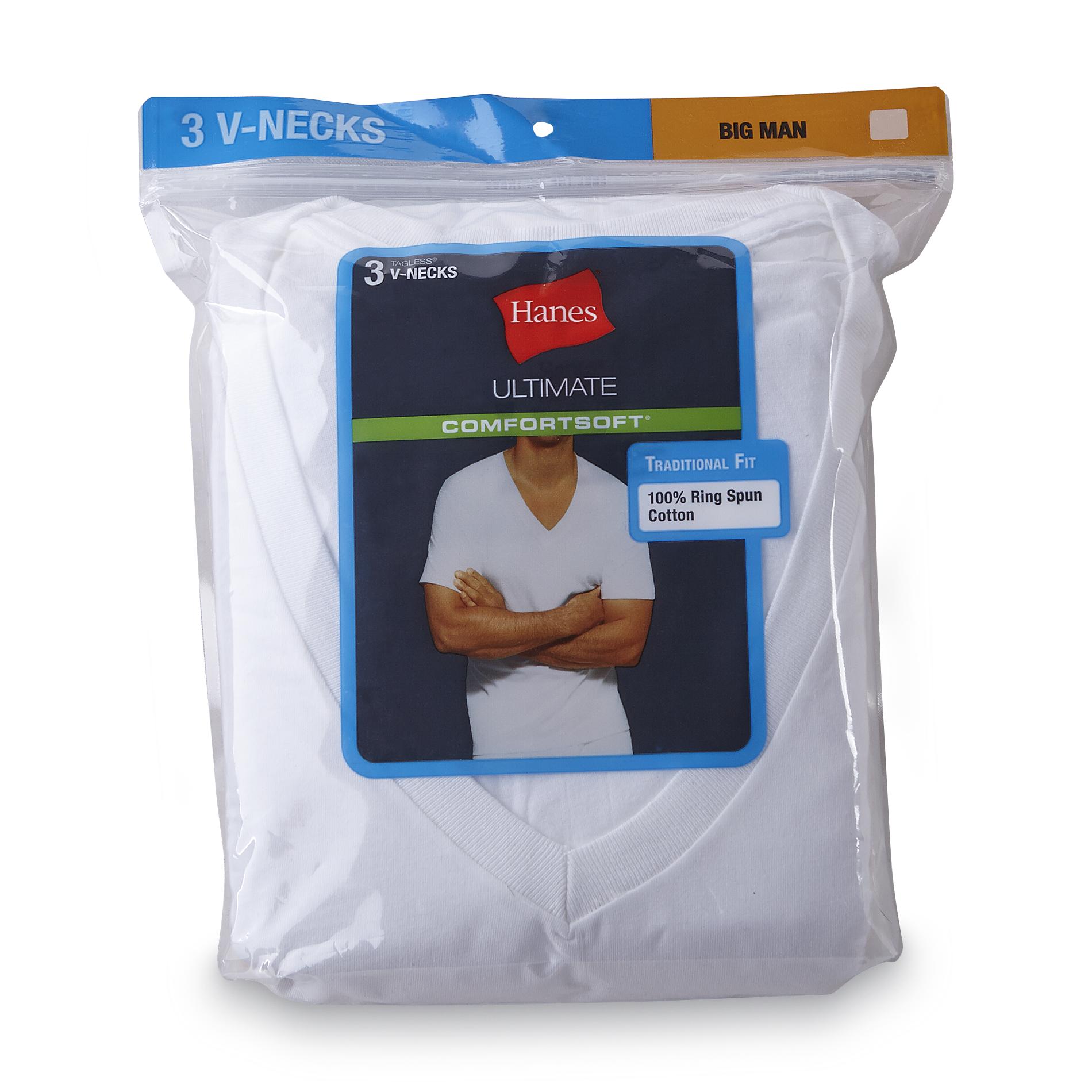 Hanes Men's Big & Tall 3Pack Ultimate VNeck TShirts