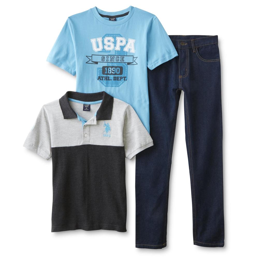 U.S. Polo Assn. Boys' Polo Shirt, T-Shirt & Jeans - Colorblock