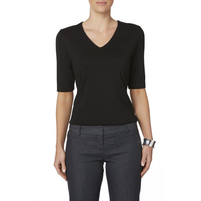 Simply Styled Women's Elbow Sleeve VNeck Top
