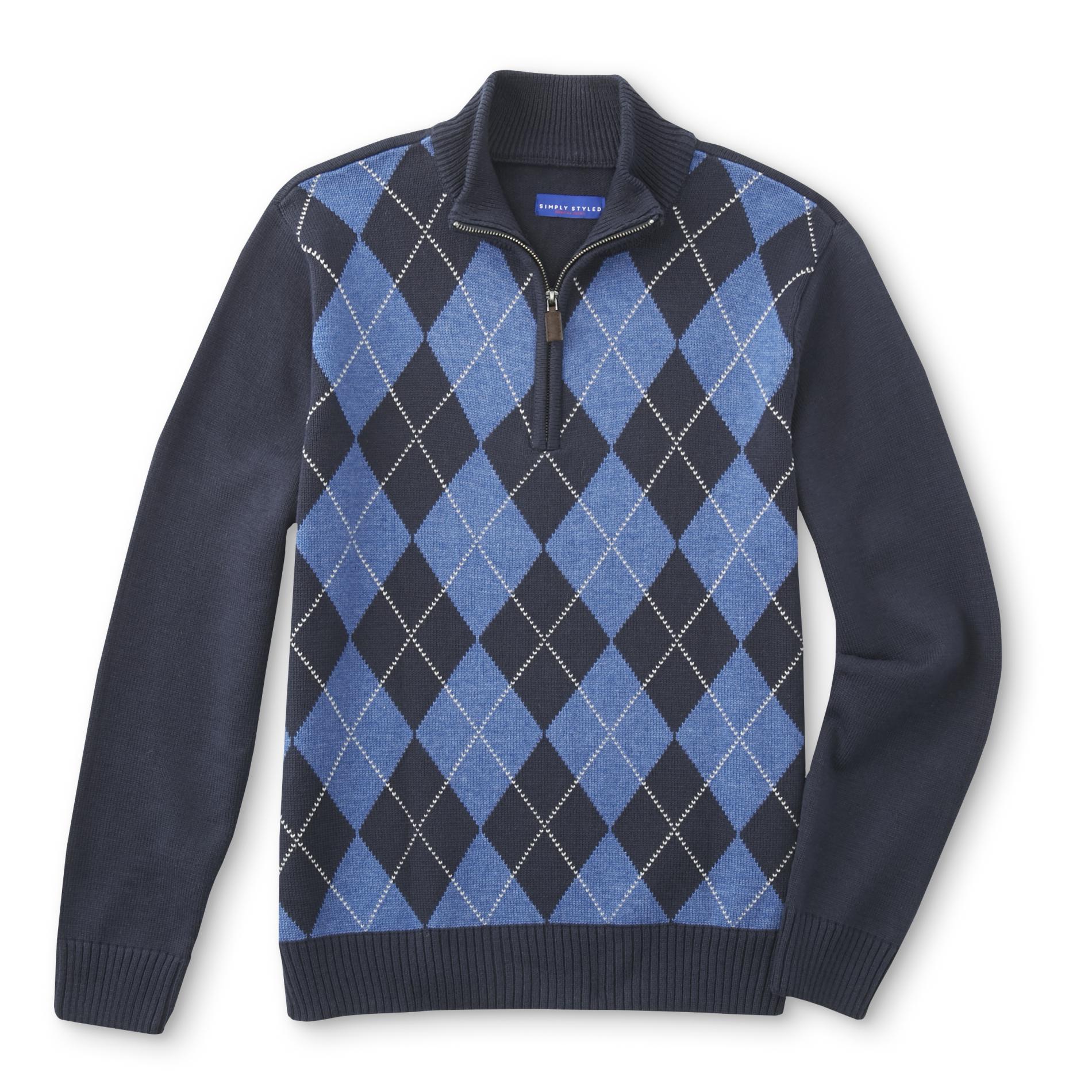 Simply Styled Men's Quarter-Zip Sweater - Argyle