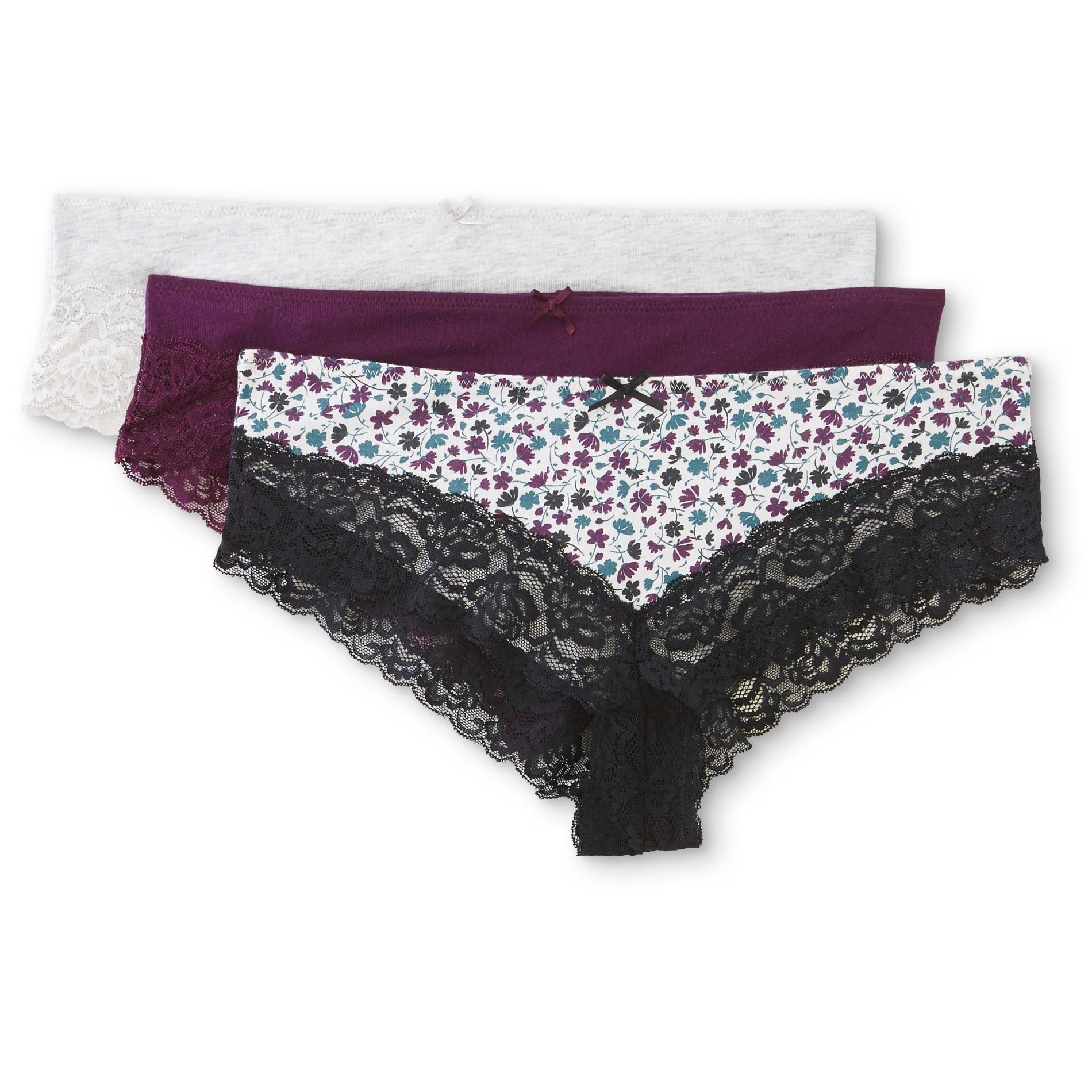Simply Styled Women's 3-Pack Cheeky Panties - Floral