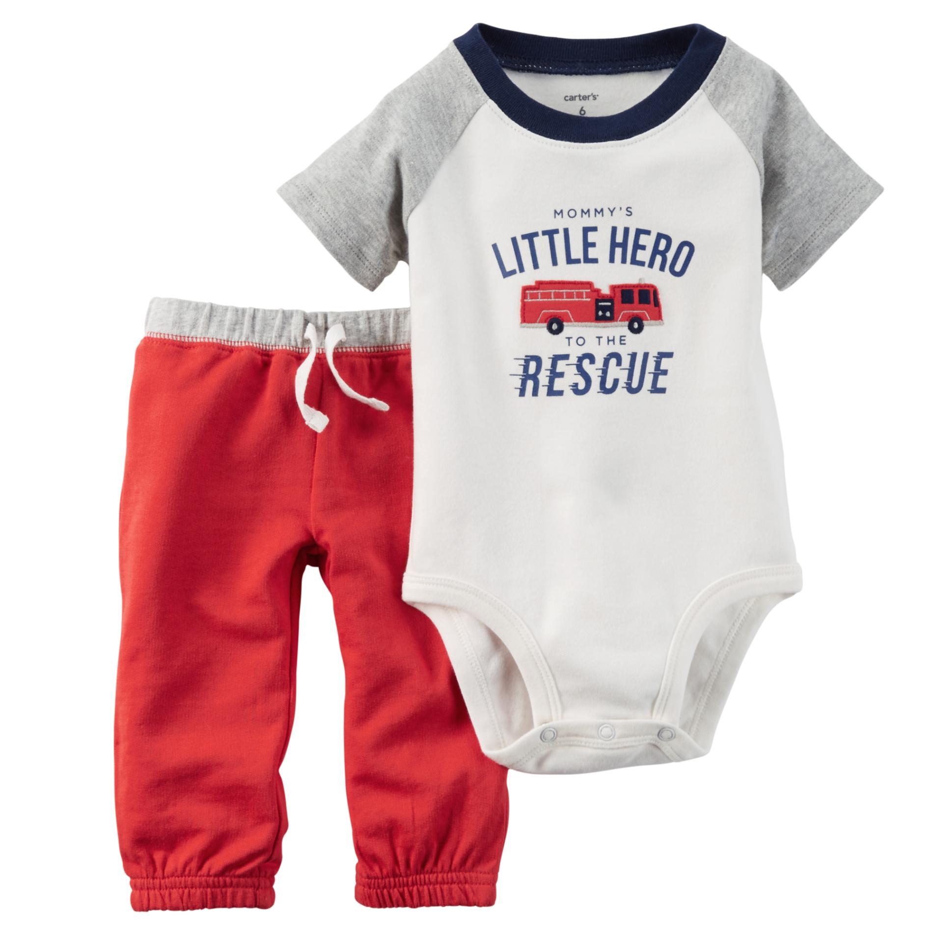 Carter's Newborn & Infant Boy's Bodysuit & Jogger Pants - Firetruck