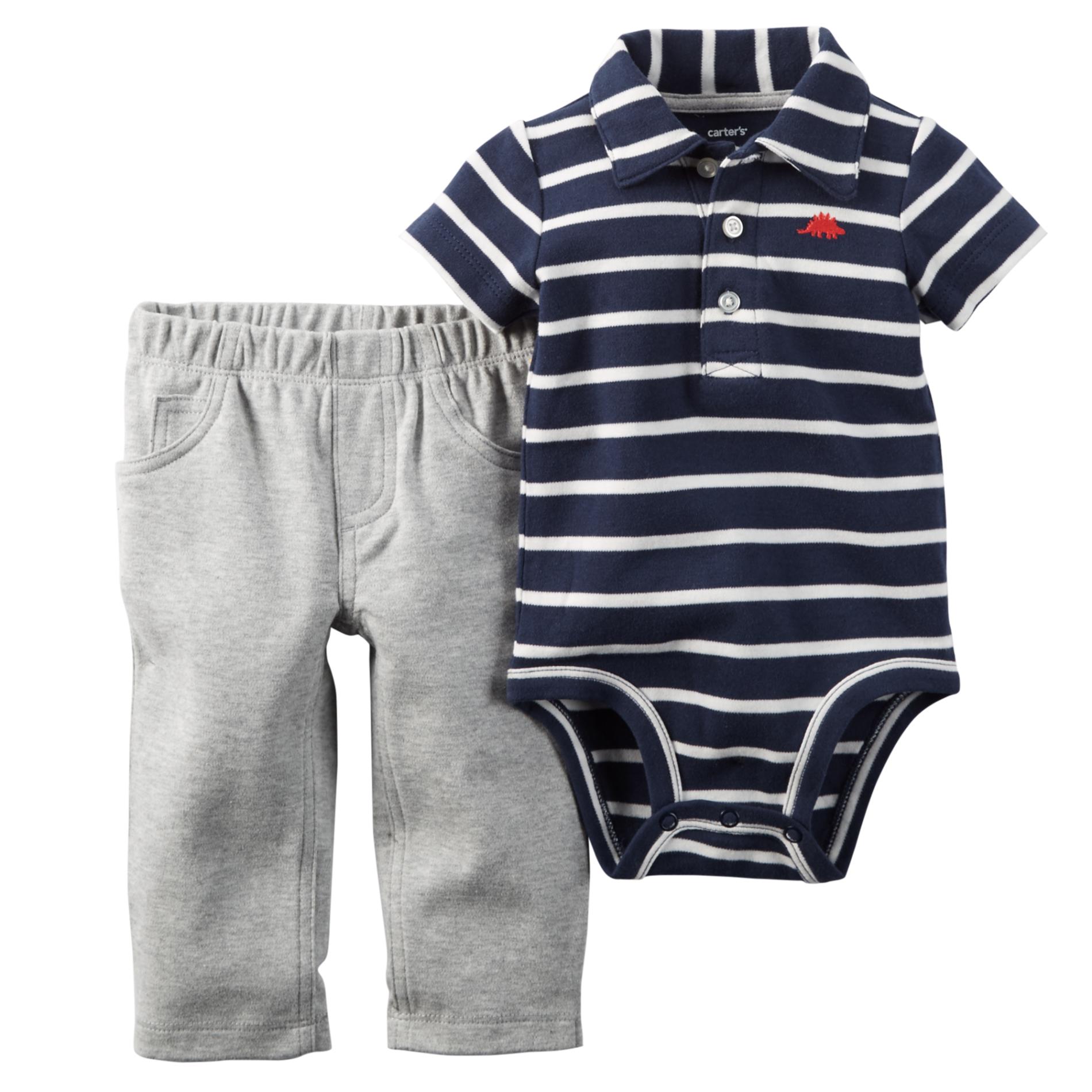 Carter's Newborn & Infant Boy's Polo Bodysuit & Sweatpants - Striped