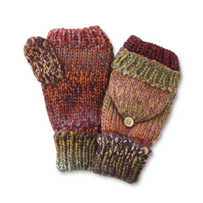 Women's Chunky Knit Flip-Top Mittens - Space Dyed