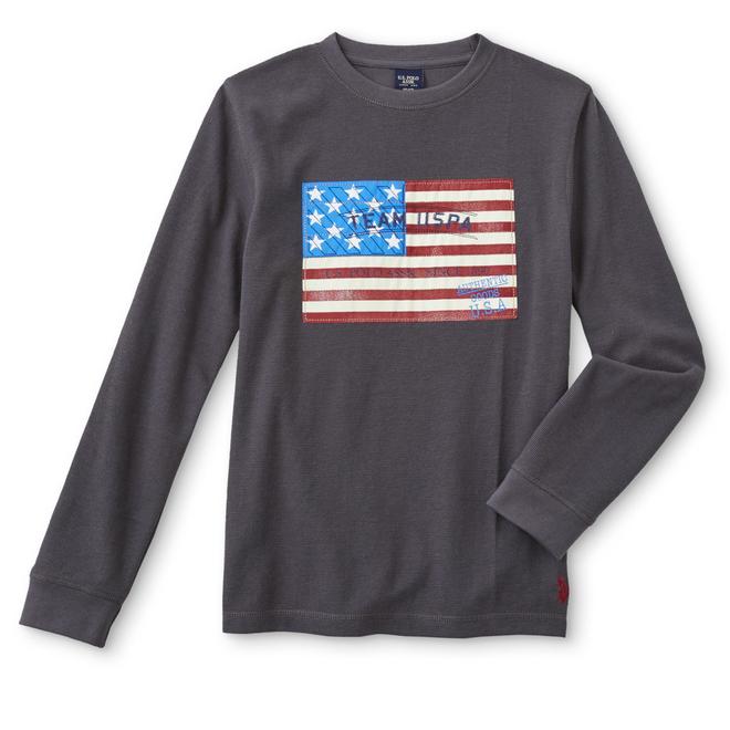 U.S. Polo Assn. Boys' LongSleeve Thermal Graphic TShirt American Flag