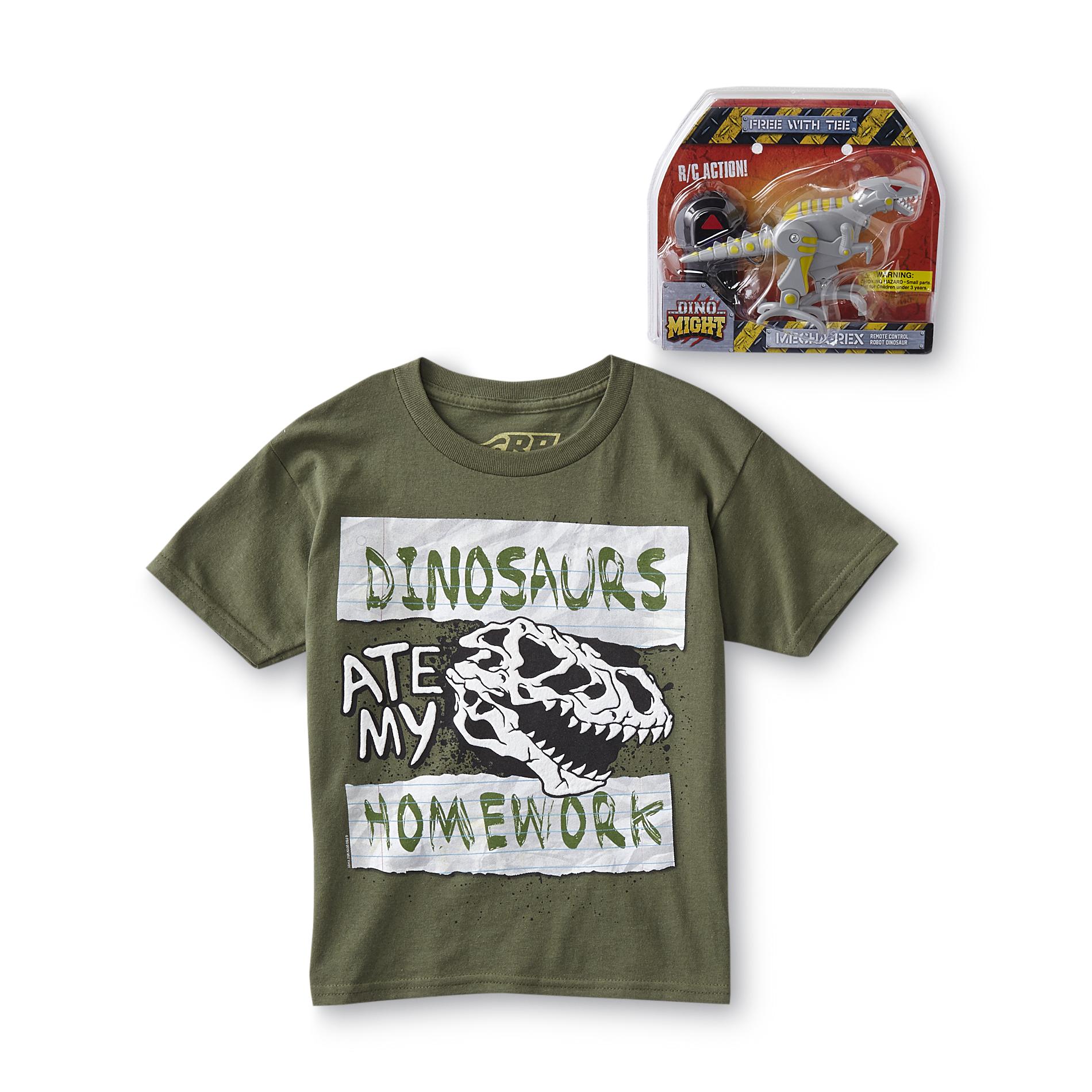 Rudeboyz Boy's Graphic T-Shirt & MechaRex Toy