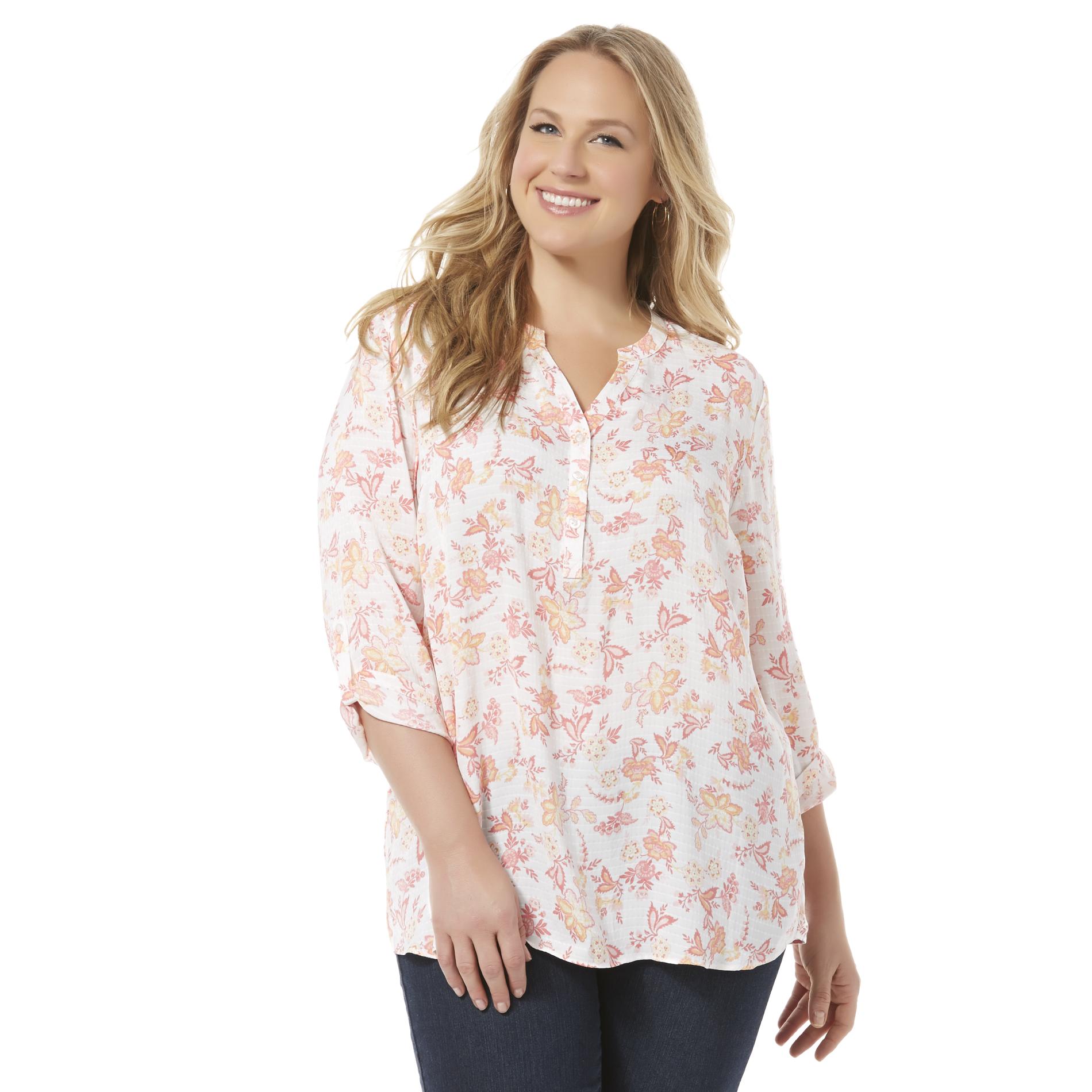 Basic Editions Women's Plus Tunic - Floral