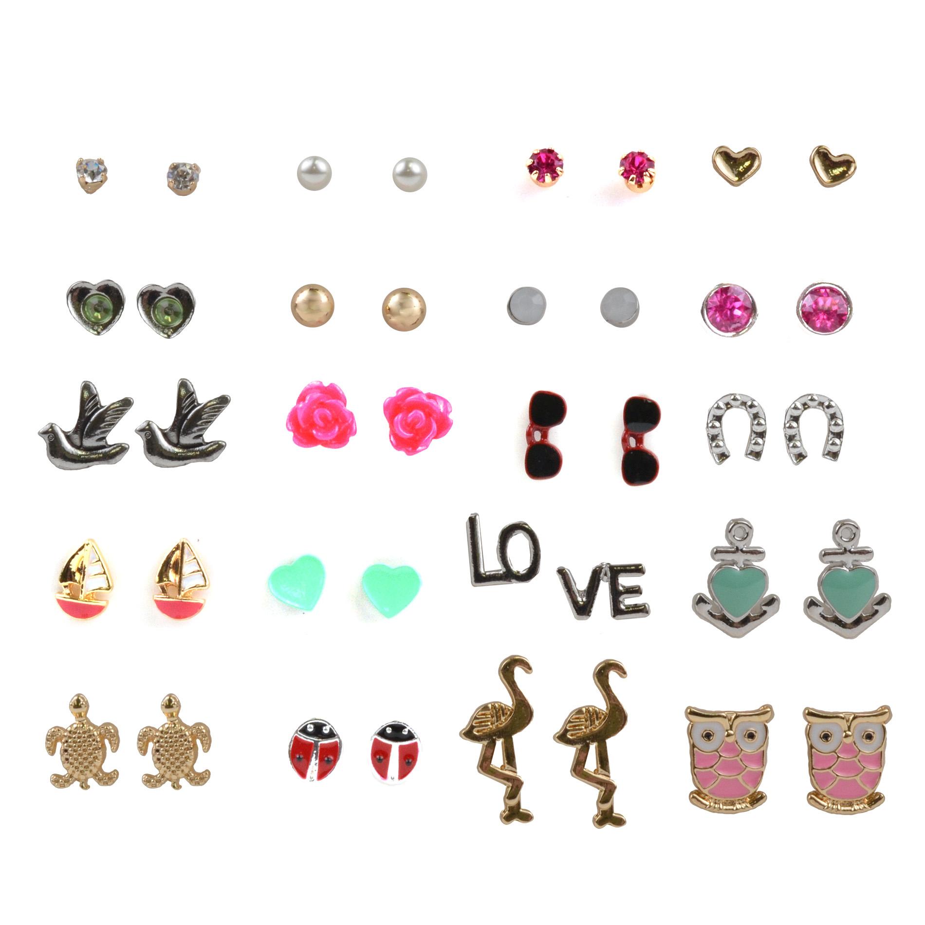 Piper Girls' 20-Pairs Assorted Stud Earrings, Multi color Piper Girls' 20-Pairs Assorted Stud Earrings, Multi color