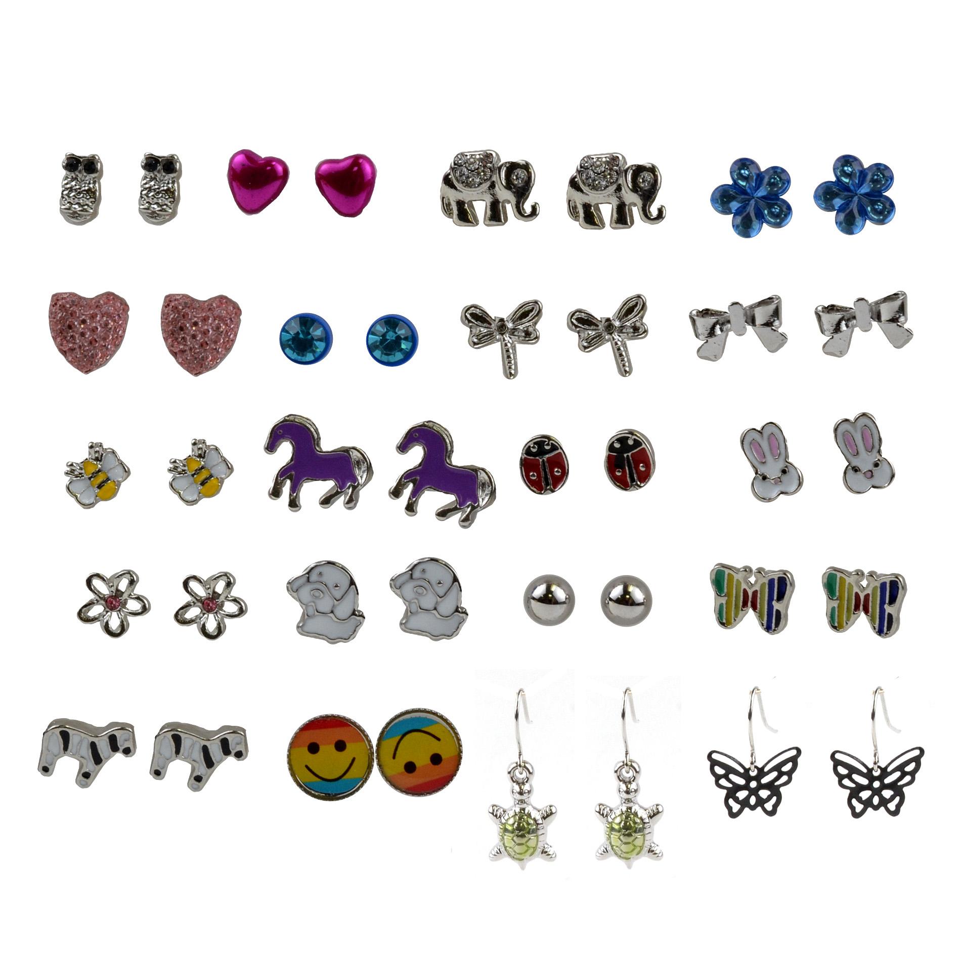 Piper Girls' 20-Pairs Assorted Stud Earrings, Multi color Piper Girls' 20-Pairs Assorted Stud Earrings, Multi color