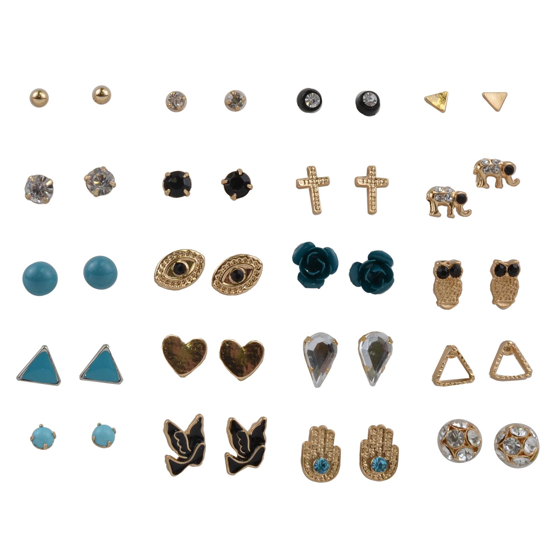 Piper Girls' 20-Pairs Assorted Stud Earrings, Multi color Piper Girls' 20-Pairs Assorted Stud Earrings, Multi color