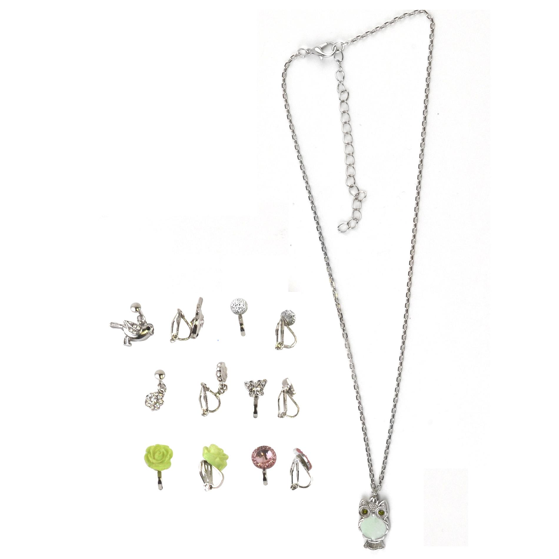 Piper Girls' Pendant Necklace & 6-Pairs Clip-On Earrings Piper Girls' Pendant Necklace & 6-Pairs Clip-On Earrings