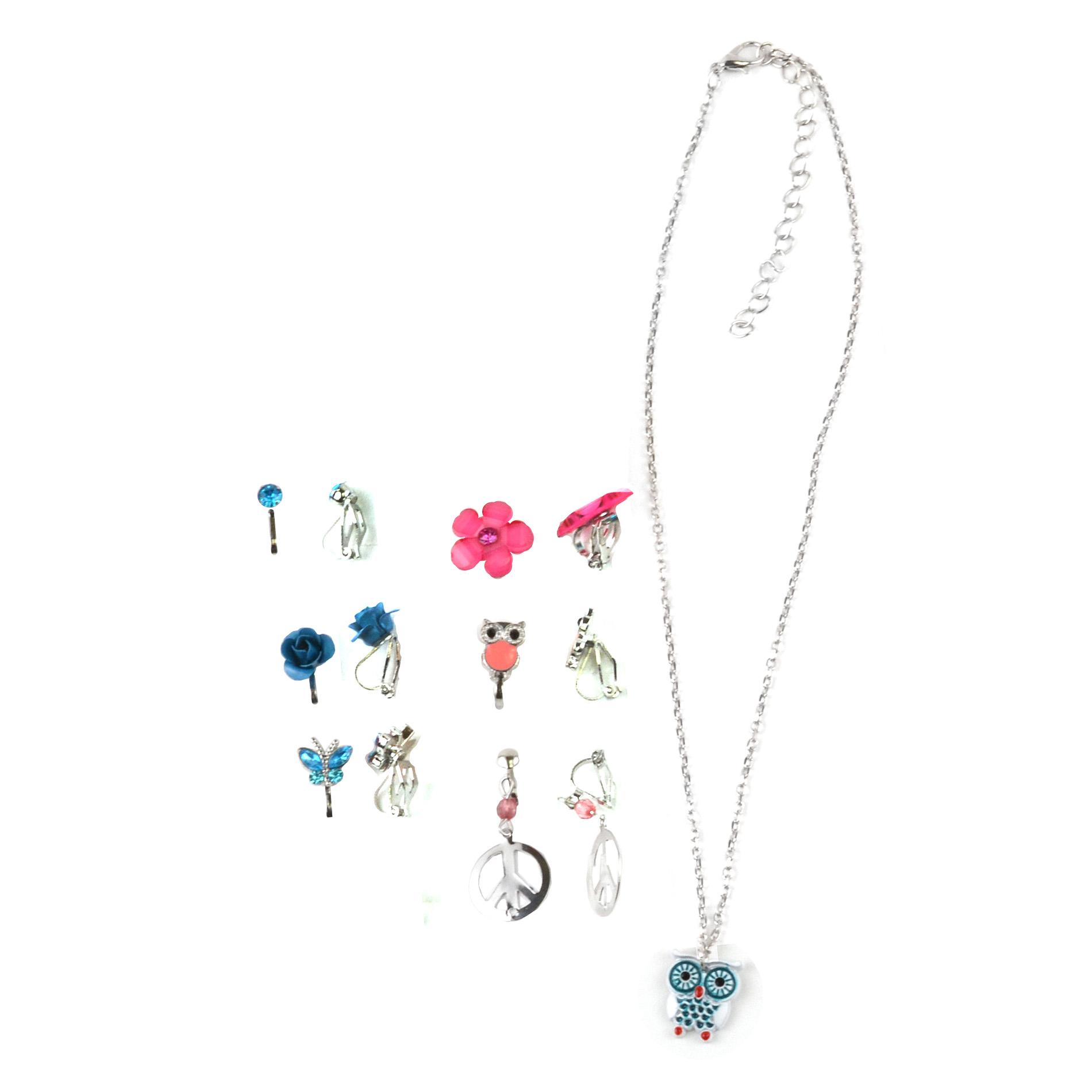 Piper Girls' Pendant Necklace & 6-Pairs Clip-On Earrings Piper Girls' Pendant Necklace & 6-Pairs Clip-On Earrings