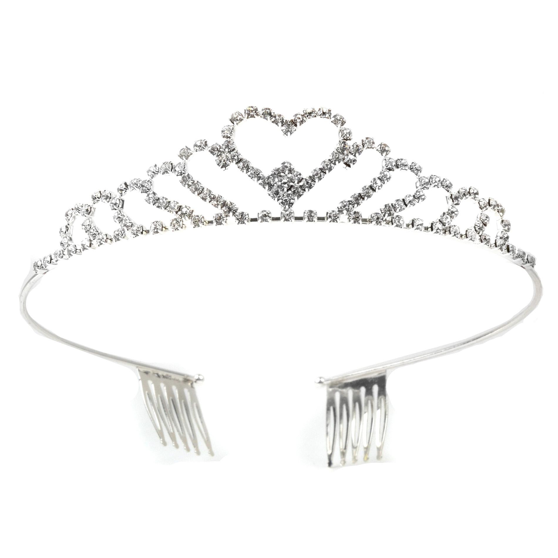 Piper Girls' Silvertone Tiara - Heart, White Piper Girls' Silvertone Tiara - Heart, White