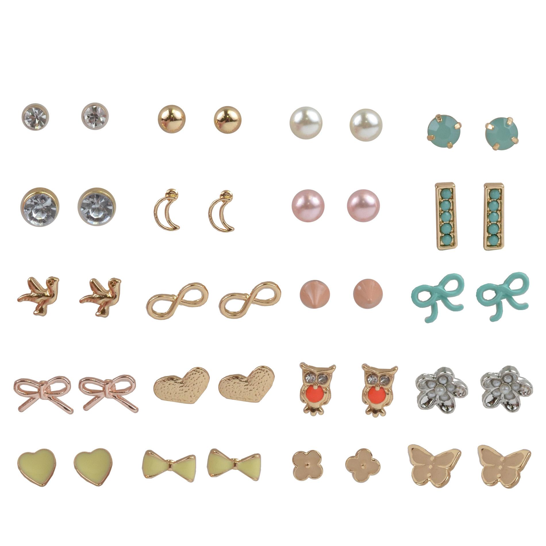 Piper Girls' 20-Pairs Assorted Stud Earrings, Multi color Piper Girls' 20-Pairs Assorted Stud Earrings, Multi color