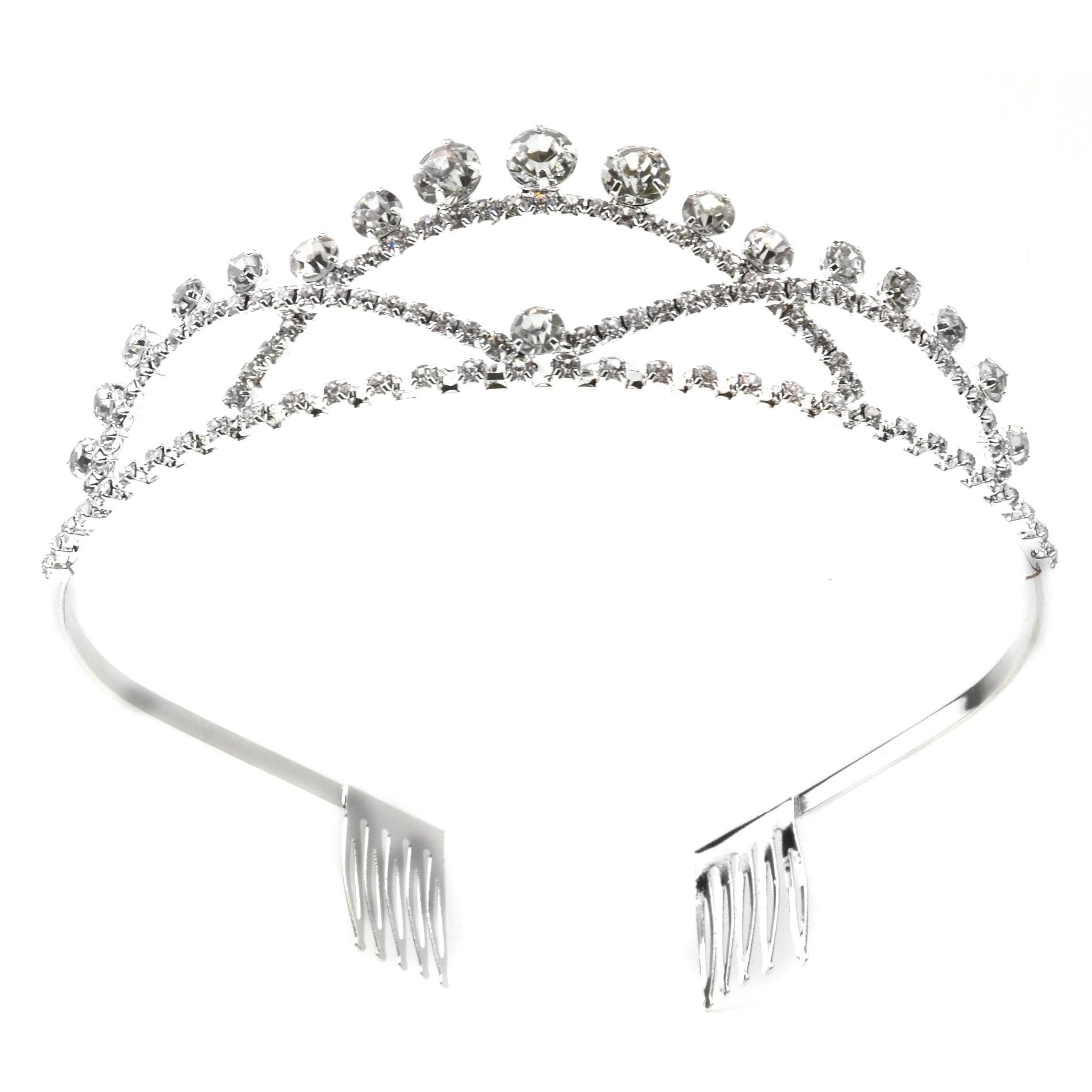 Piper Girls' Silvertone Tiara - Arch, White Piper Girls' Silvertone Tiara - Arch, White