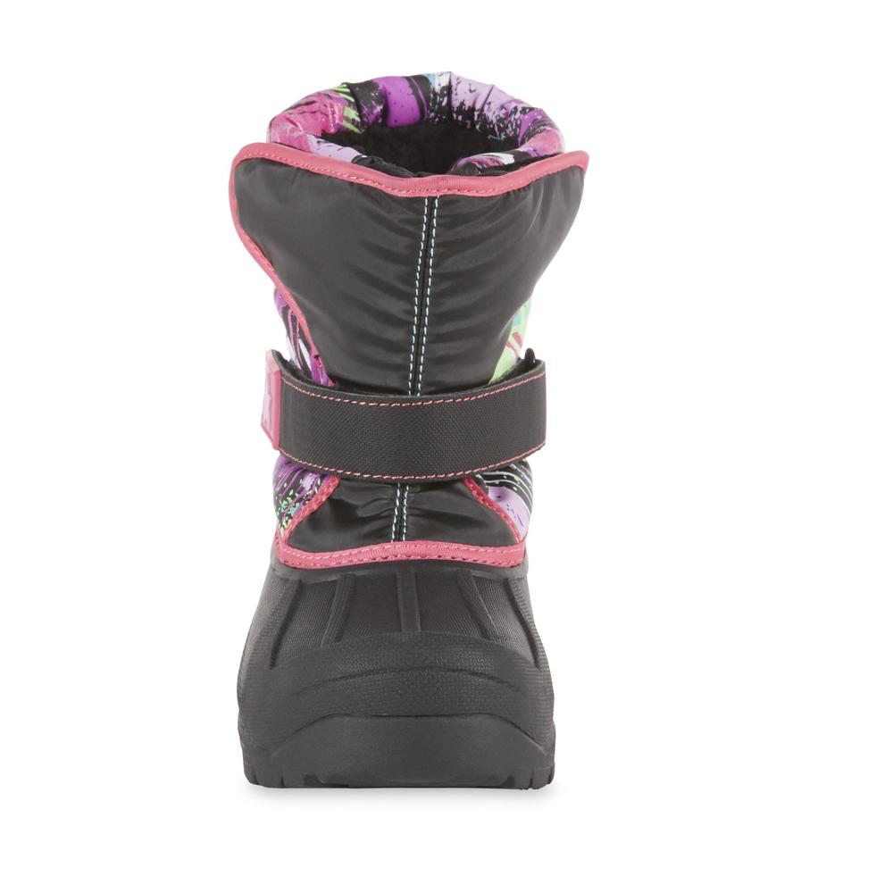 Athletech Girls' Rue Waterproof Pink/Black/Abstract Winter Boot