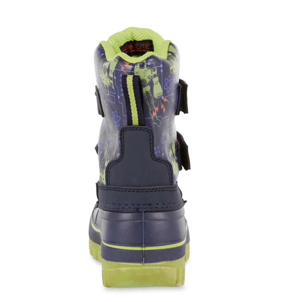 Athletech Toddler Boys' Miki Navy/Green Robot Snow Boot