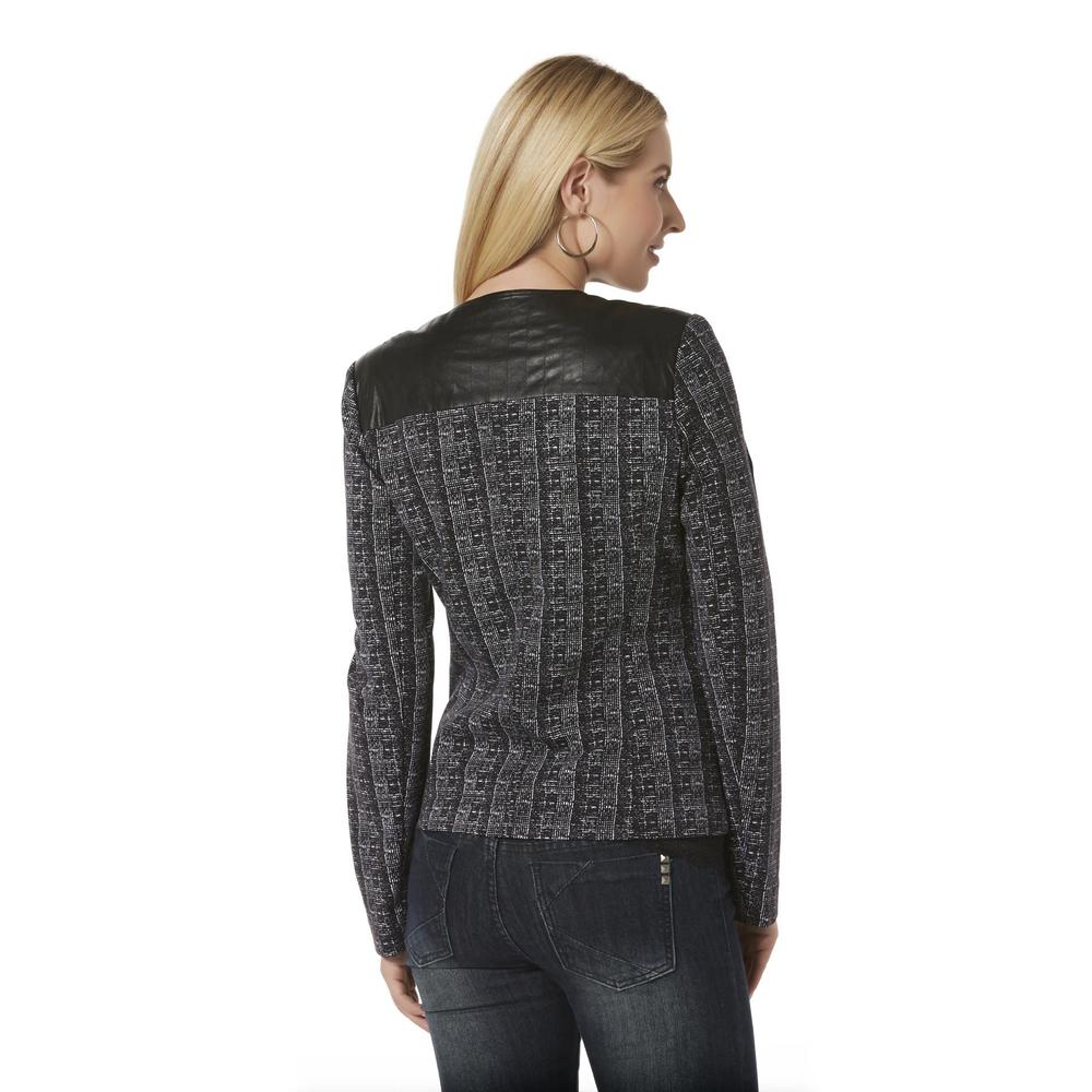 Covington Women's Asymmetric Knit Jacket - Plaid
