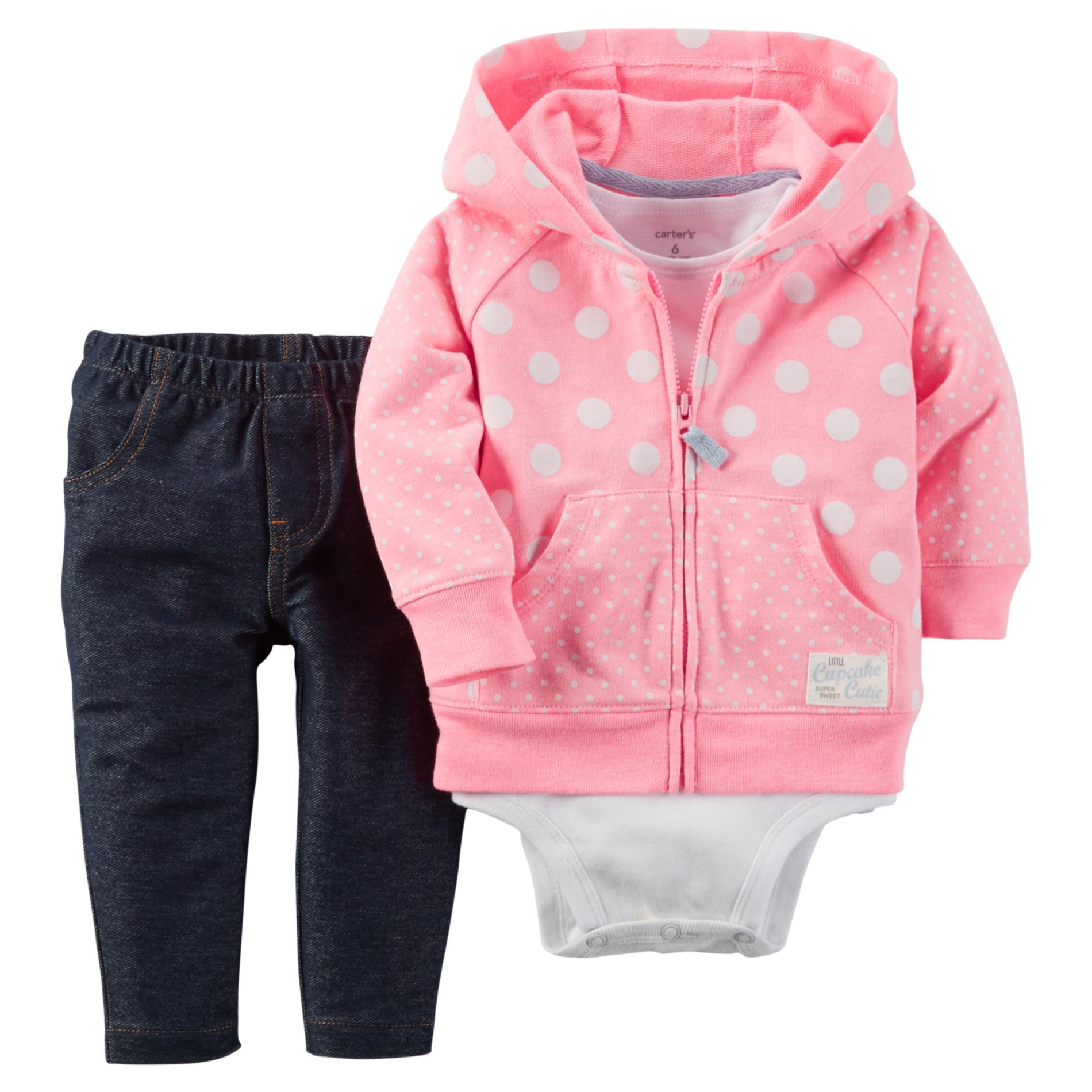 Carter's Newborn & Infant Girl's Hoodie Jacket, Pants & Bodysuit