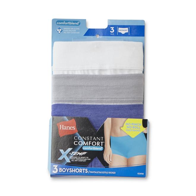 Hanes Women's 3Pairs Constant Comfort XTemp Boy Short Panties
