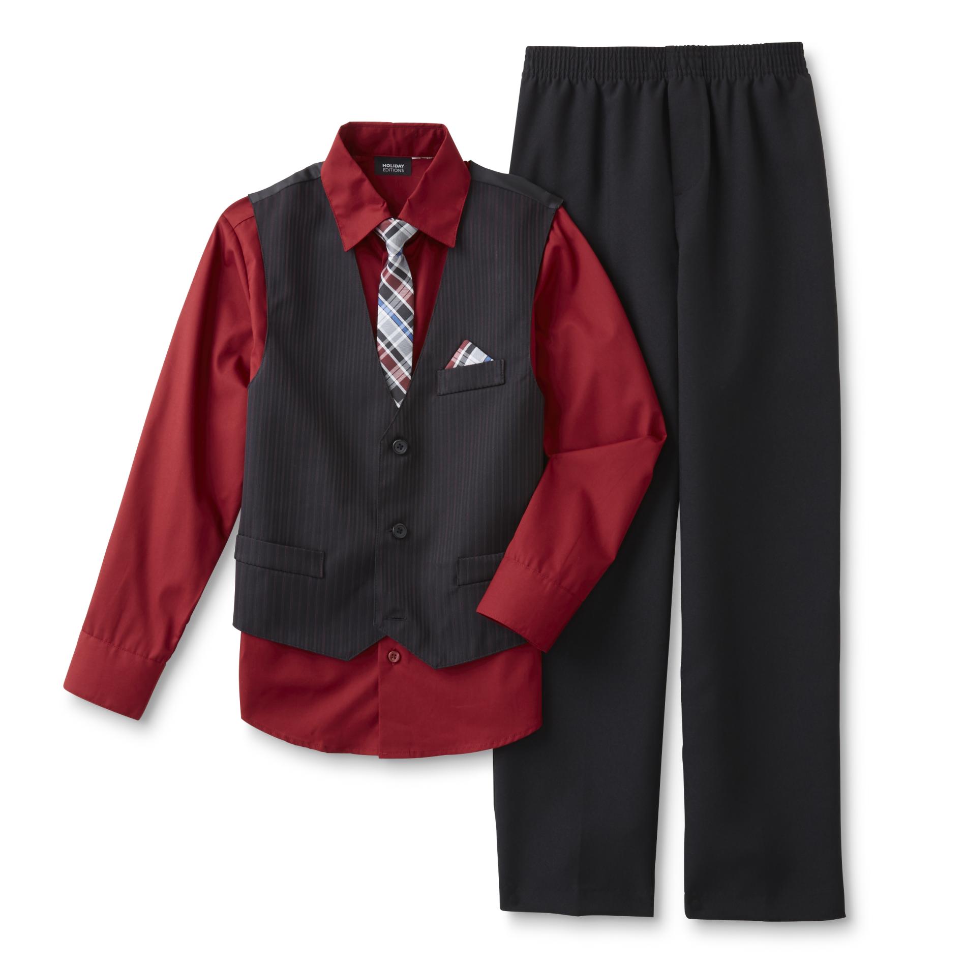 Holiday Editions Boys' Vest, Dress Shirt, Necktie & Pants
