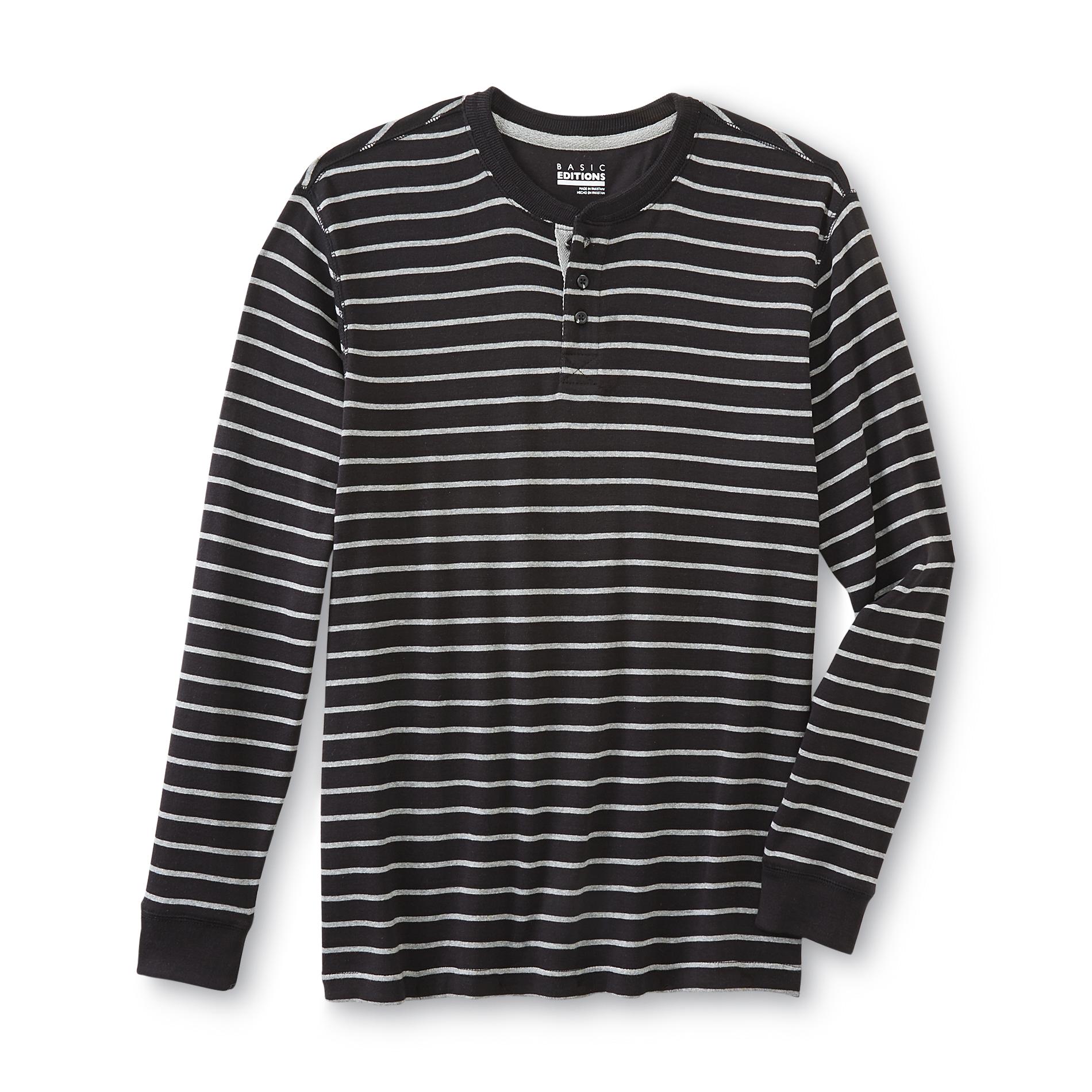 Basic Editions Men's Henley Shirt - Striped
