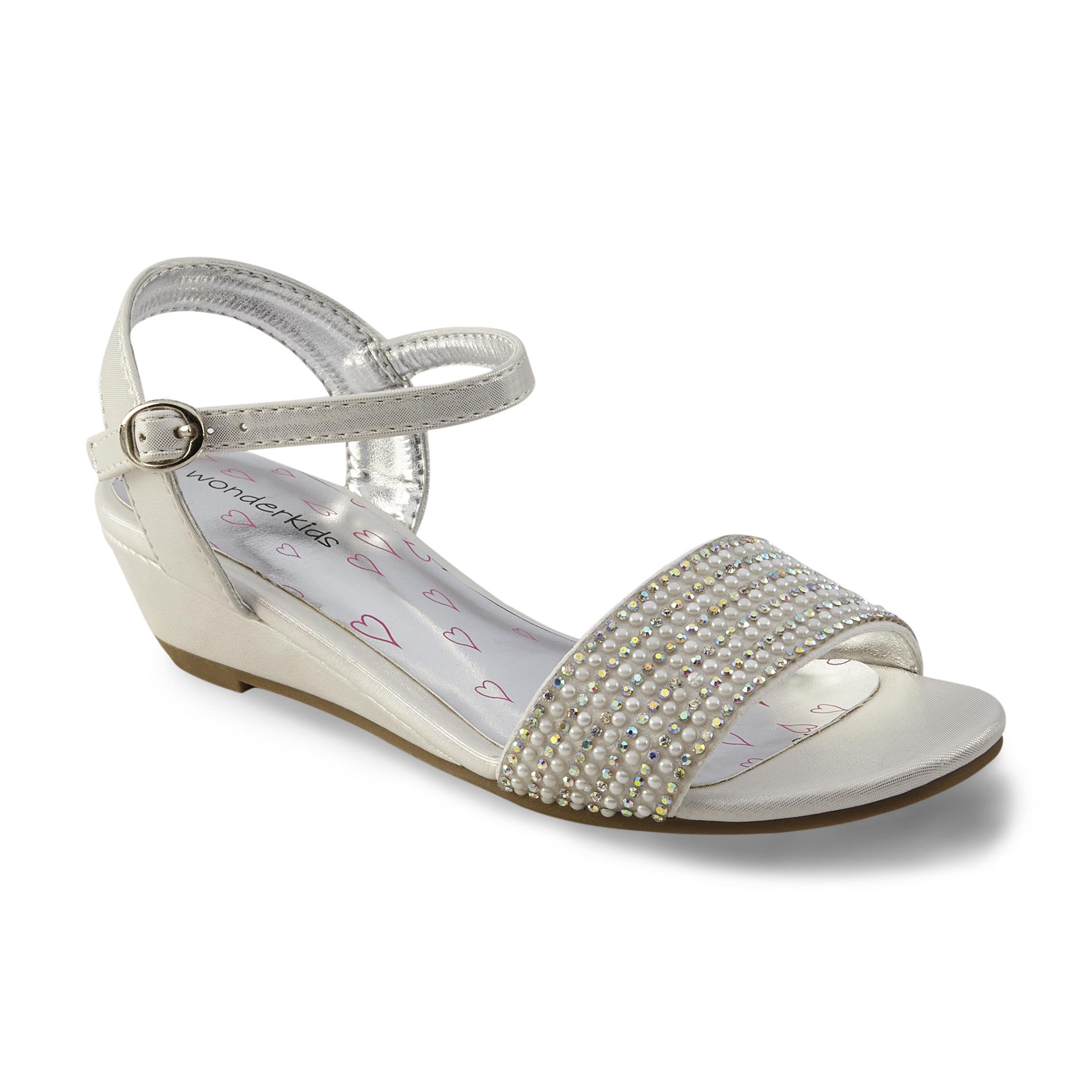 WonderKids Girl s Carrie White Beaded Dress Sandal WonderKids Girl s Carrie White Beaded Dress Sandal